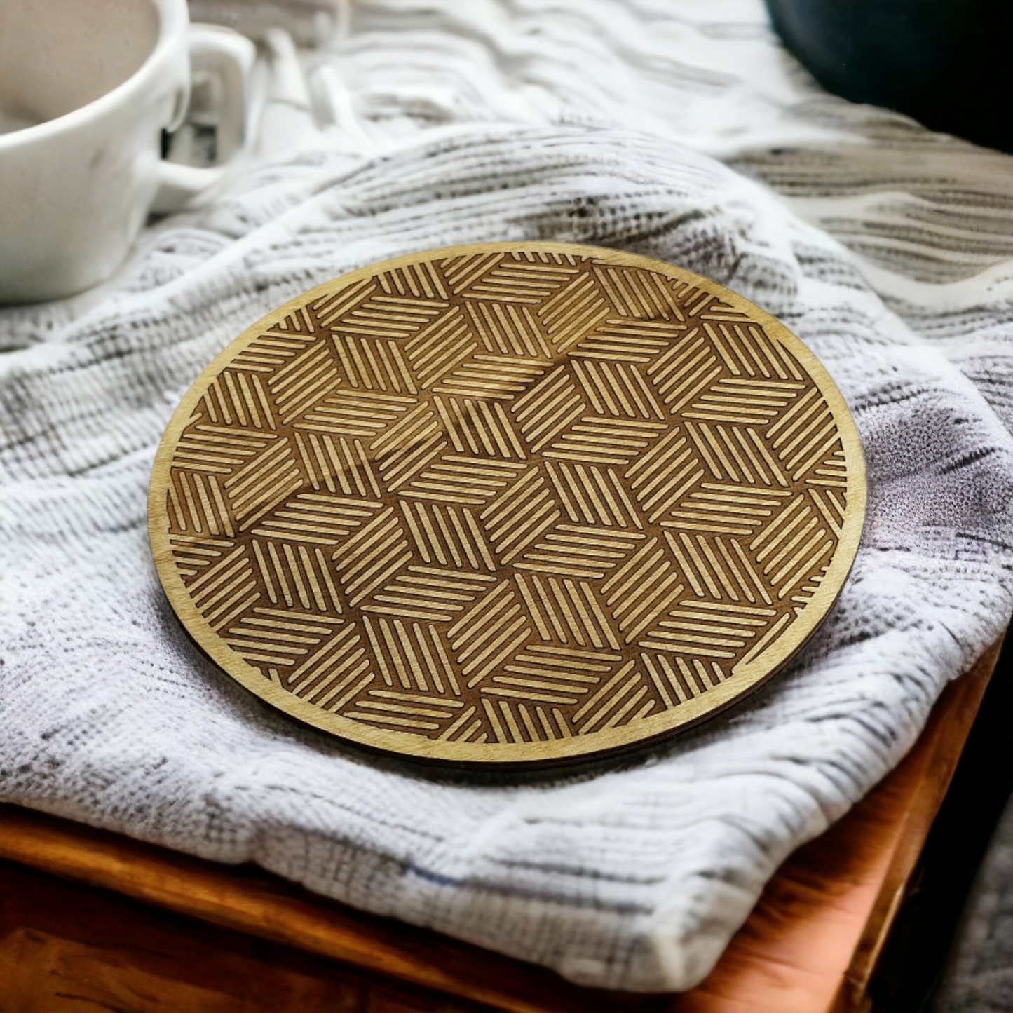Pot Holder Geometric Cubes - Minimalism - Wood - Handmade Gift - Housewarming - Wood Kitchenware