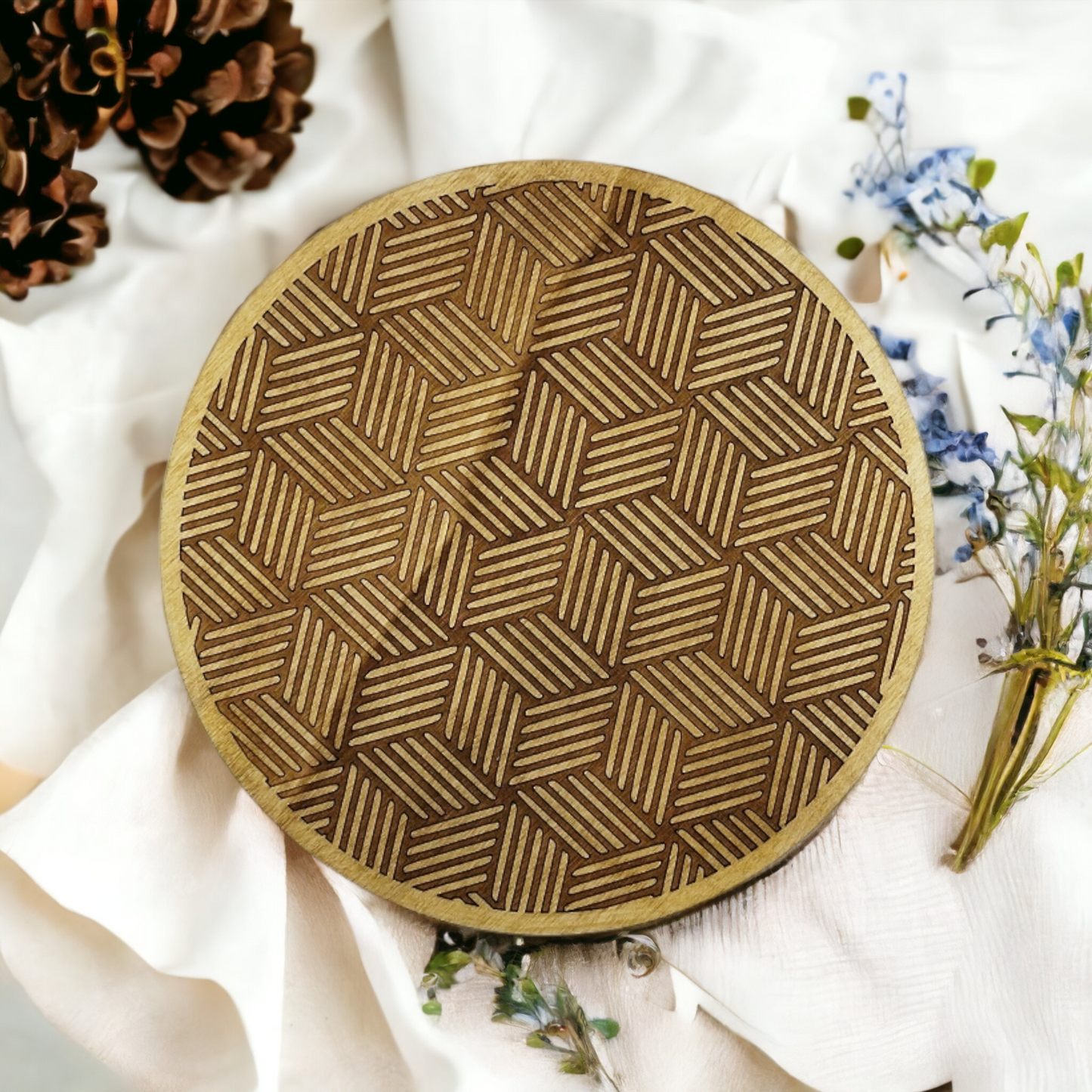 Pot Holder Geometric Cubes - Minimalism - Wood - Handmade Gift - Housewarming - Wood Kitchenware