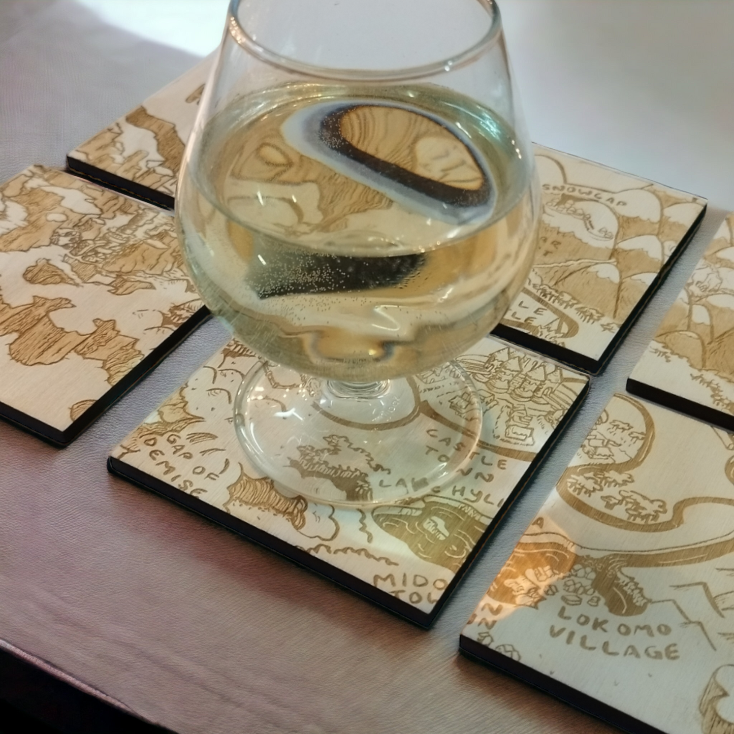 Set of 12 Legend Of Zelda Hyrule Map Wooden Coasters - Legend Of Zelda - Handmade Gift - Housewarming - Wood Kitchenware
