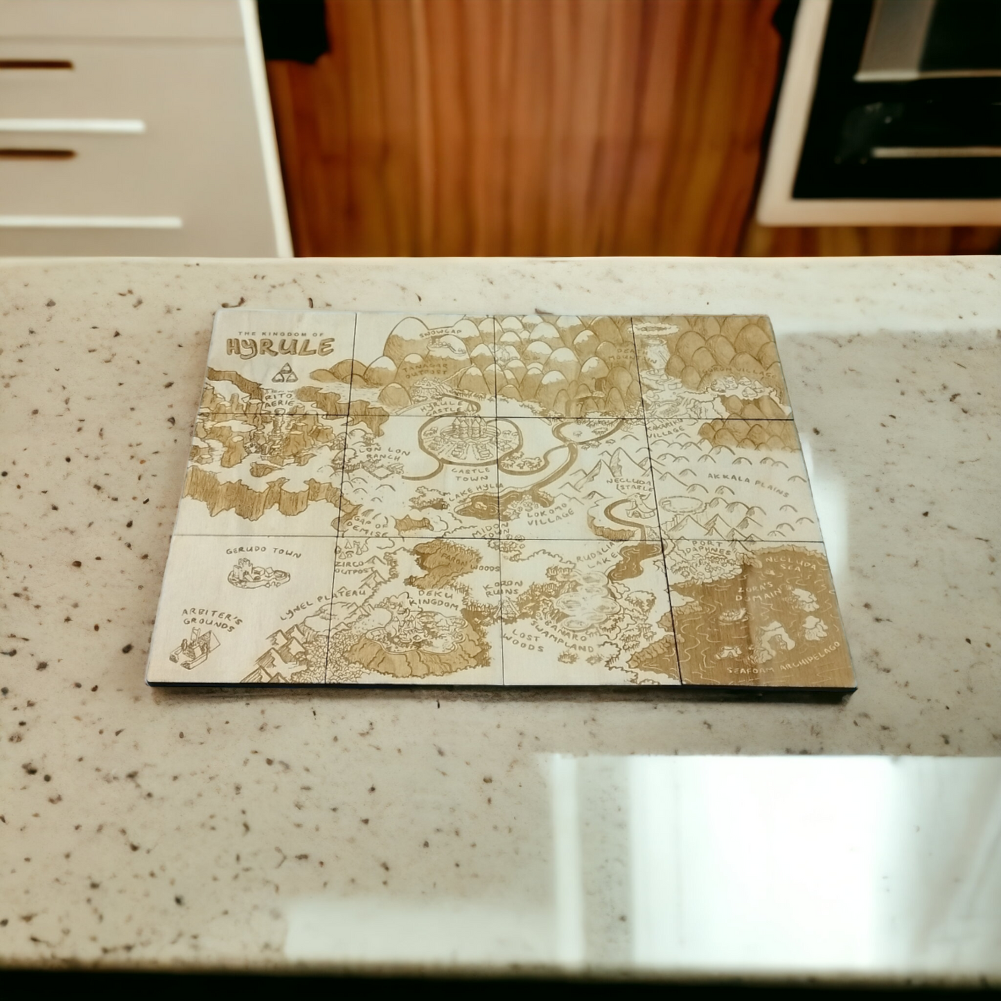 Set of 12 Legend Of Zelda Hyrule Map Wooden Coasters - Legend Of Zelda - Handmade Gift - Housewarming - Wood Kitchenware