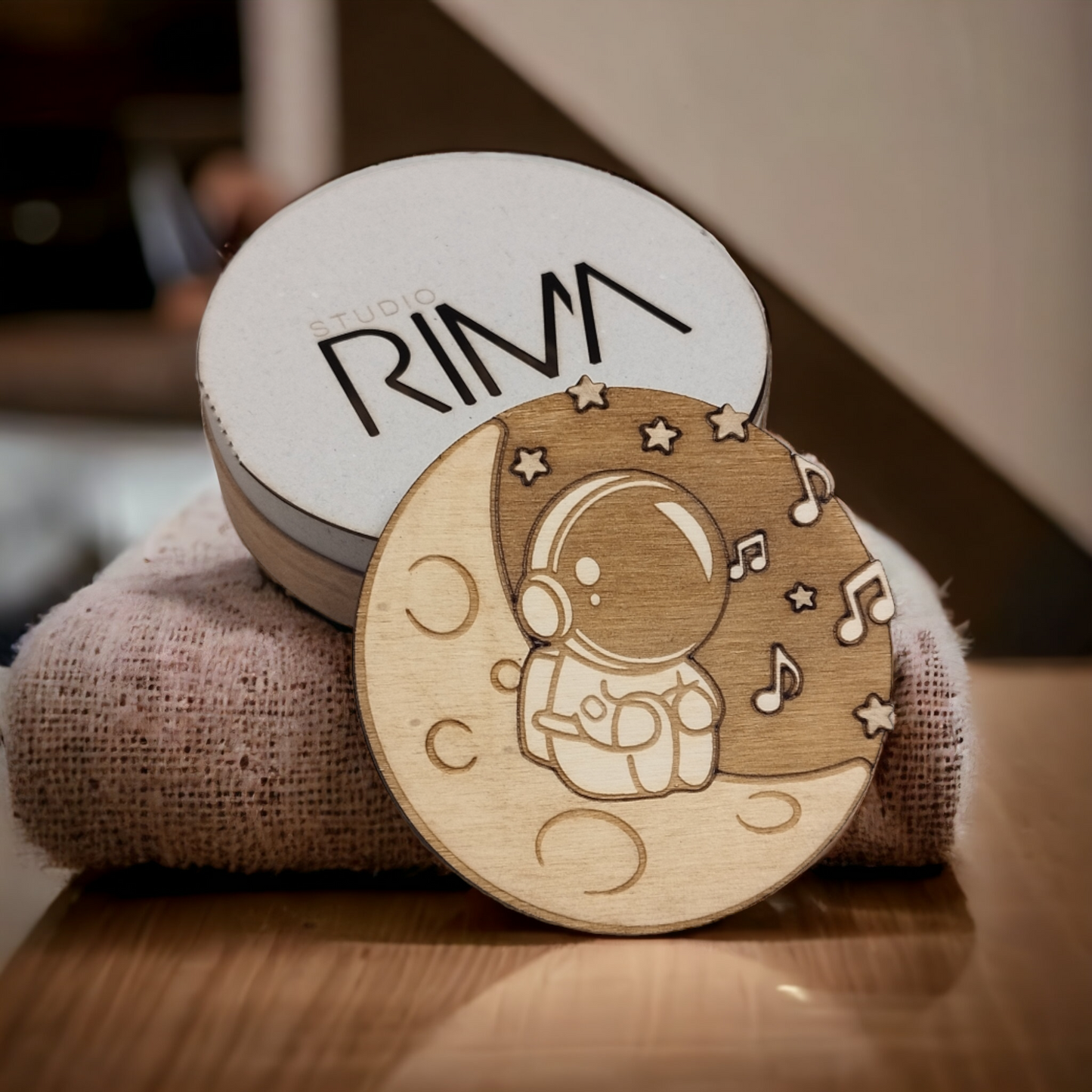 Set of 6 Astronauts Wooden Coasters - Handmade Gift - Housewarming - Wood Kitchenware