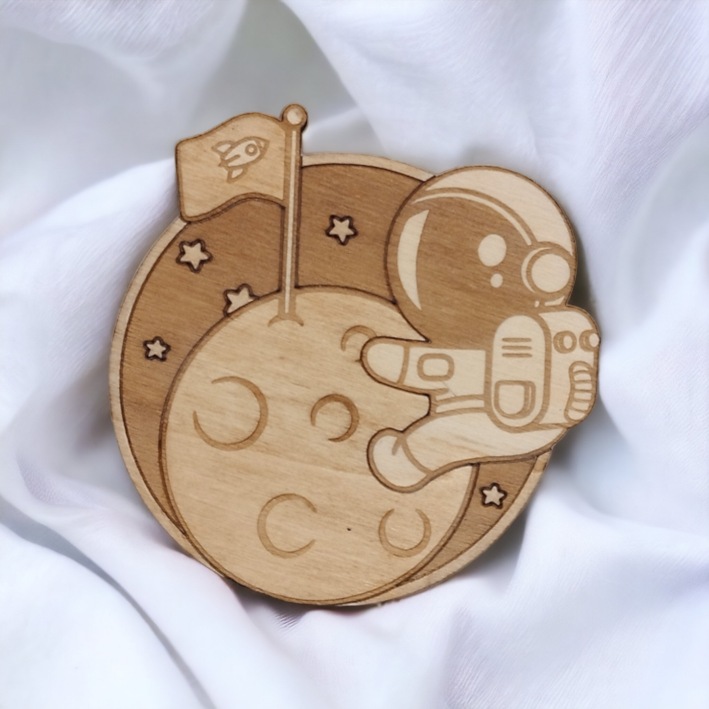 Set of 6 Astronauts Wooden Coasters - Handmade Gift - Housewarming - Wood Kitchenware