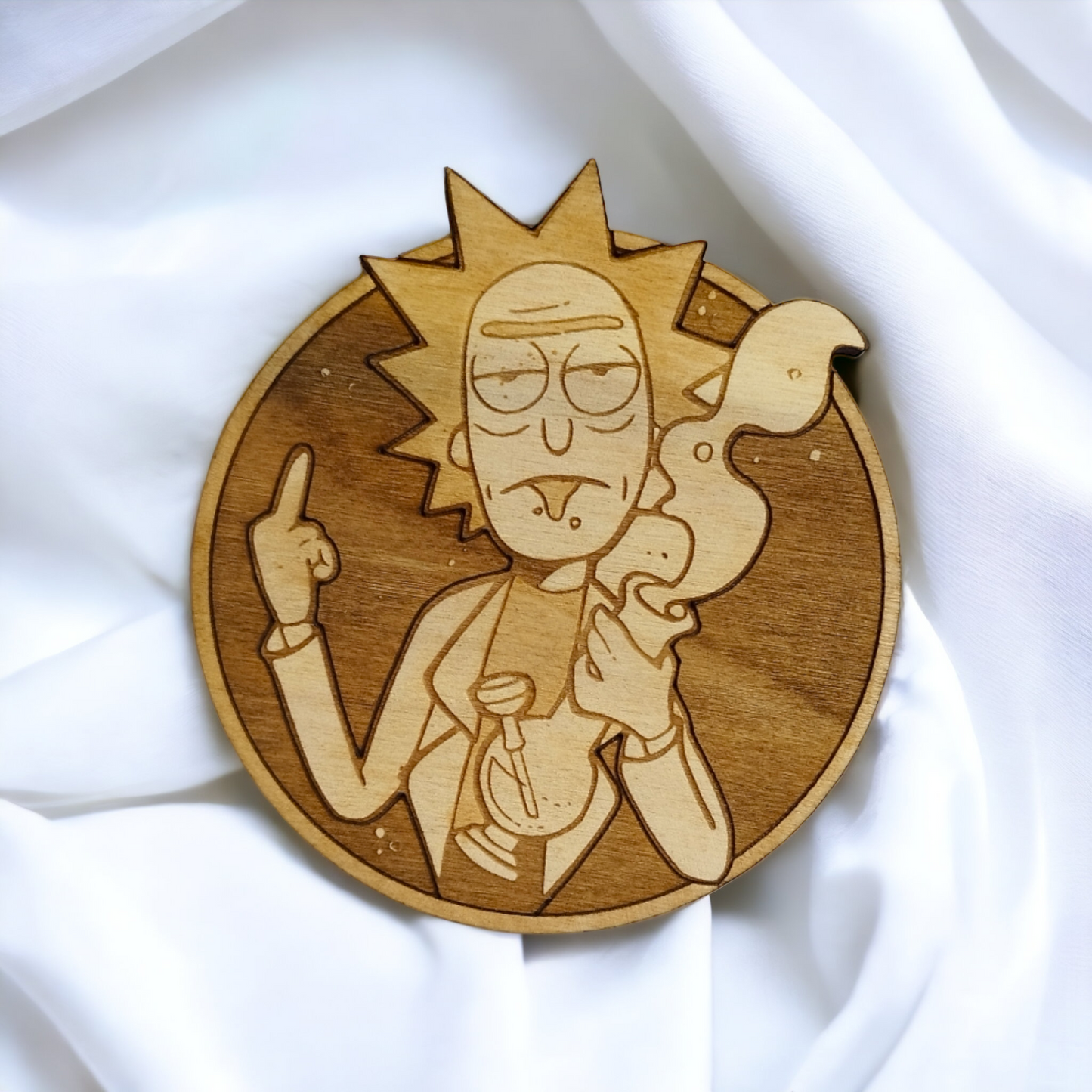 Set of 6 Rick and Morty Wooden Coasters - Handmade Gift - Housewarming - Wood Kitchenware