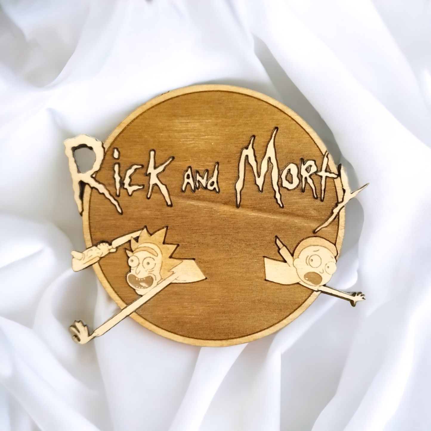 Set of 6 Rick and Morty Wooden Coasters - Handmade Gift - Housewarming - Wood Kitchenware
