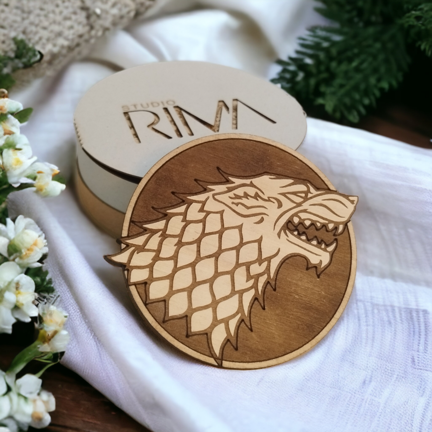 Set of 6 Game of Thrones Houses Wooden Coasters - Handmade Gift - Housewarming - Wood Kitchenware