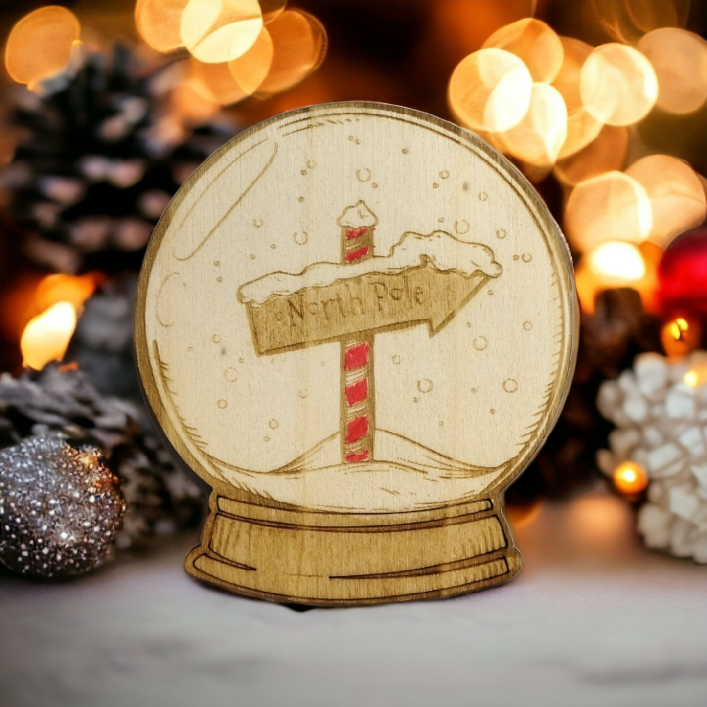 Set of 6 Snow Globes Wooden Coasters - Handmade Gift - Christmas Decor - Wood Kitchenware