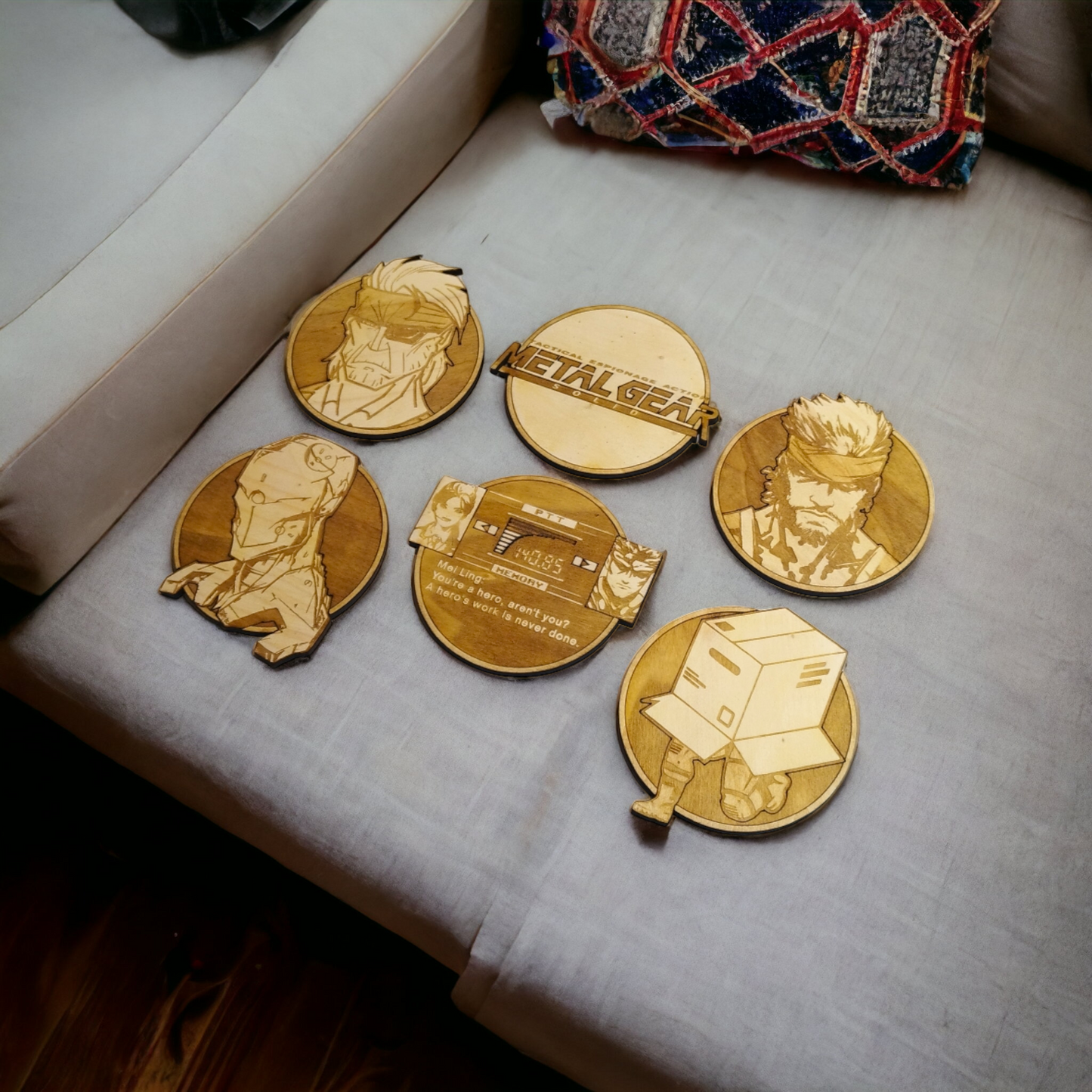 Set of 6 Metal Gear Solid Wooden Coasters - Handmade Gift - Christmas Decor - Wood Kitchenware