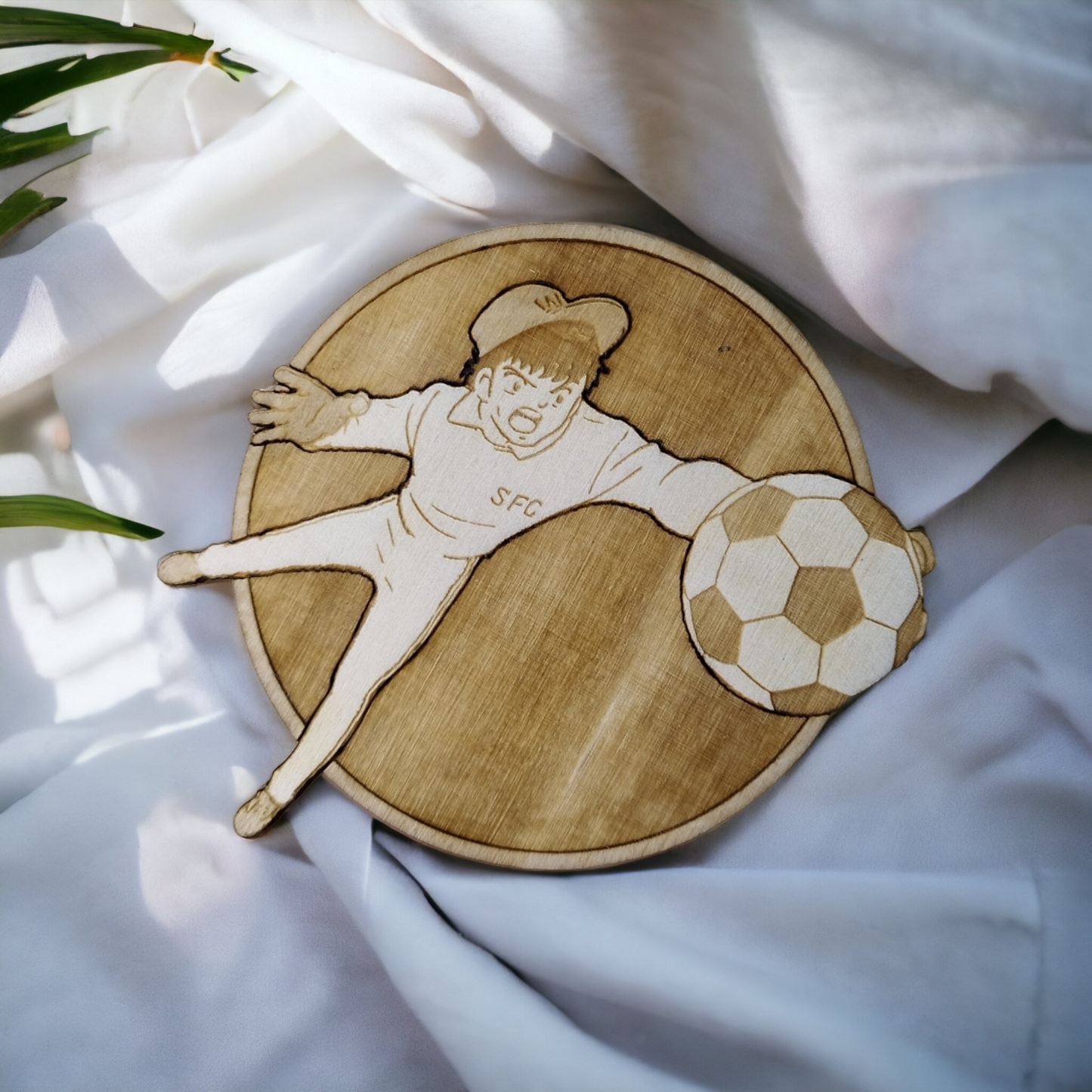 Set of 6 Captain Tsubasa Solid Wooden Coasters - Handmade Gift - Wood Kitchenware