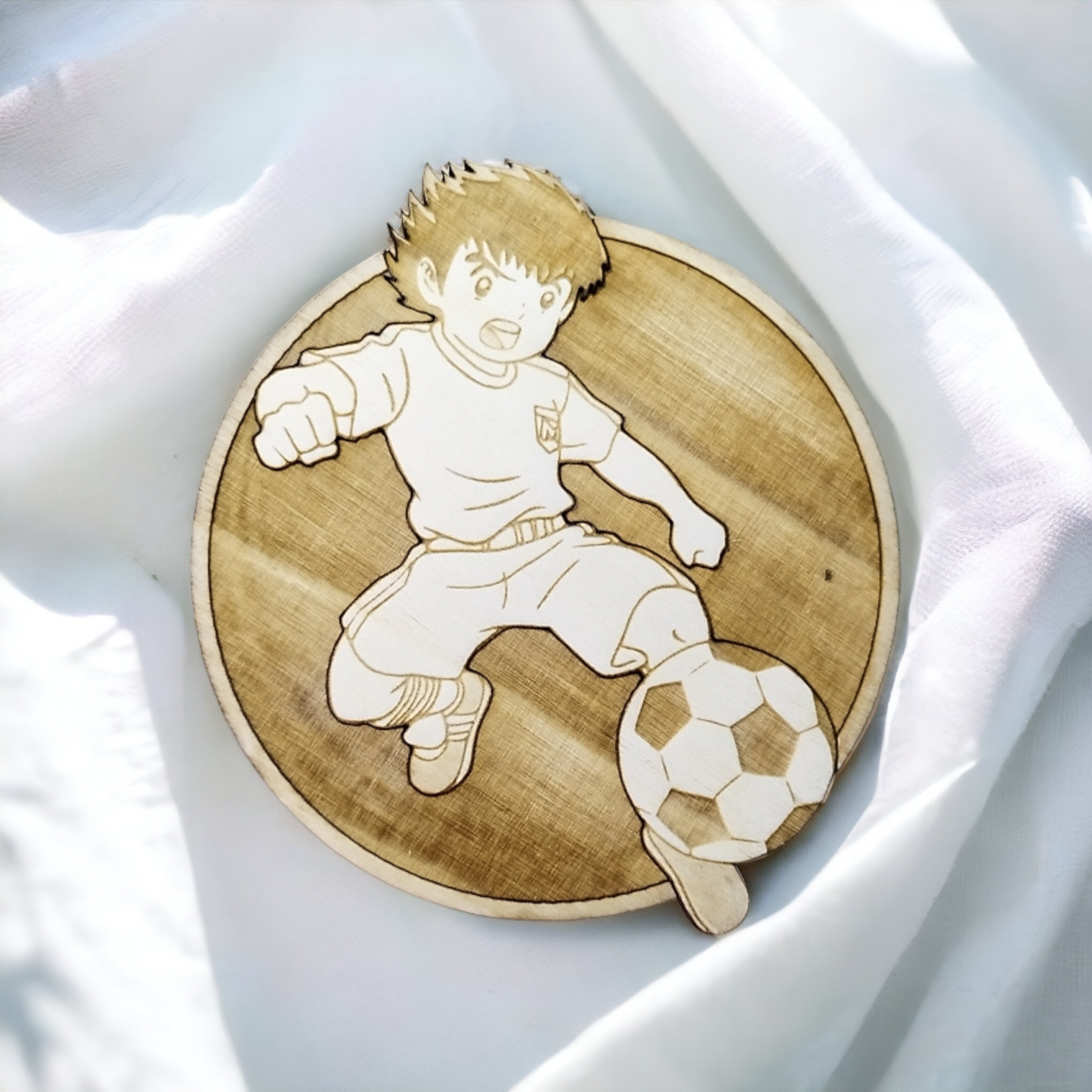 Set of 6 Captain Tsubasa Solid Wooden Coasters - Handmade Gift - Wood Kitchenware
