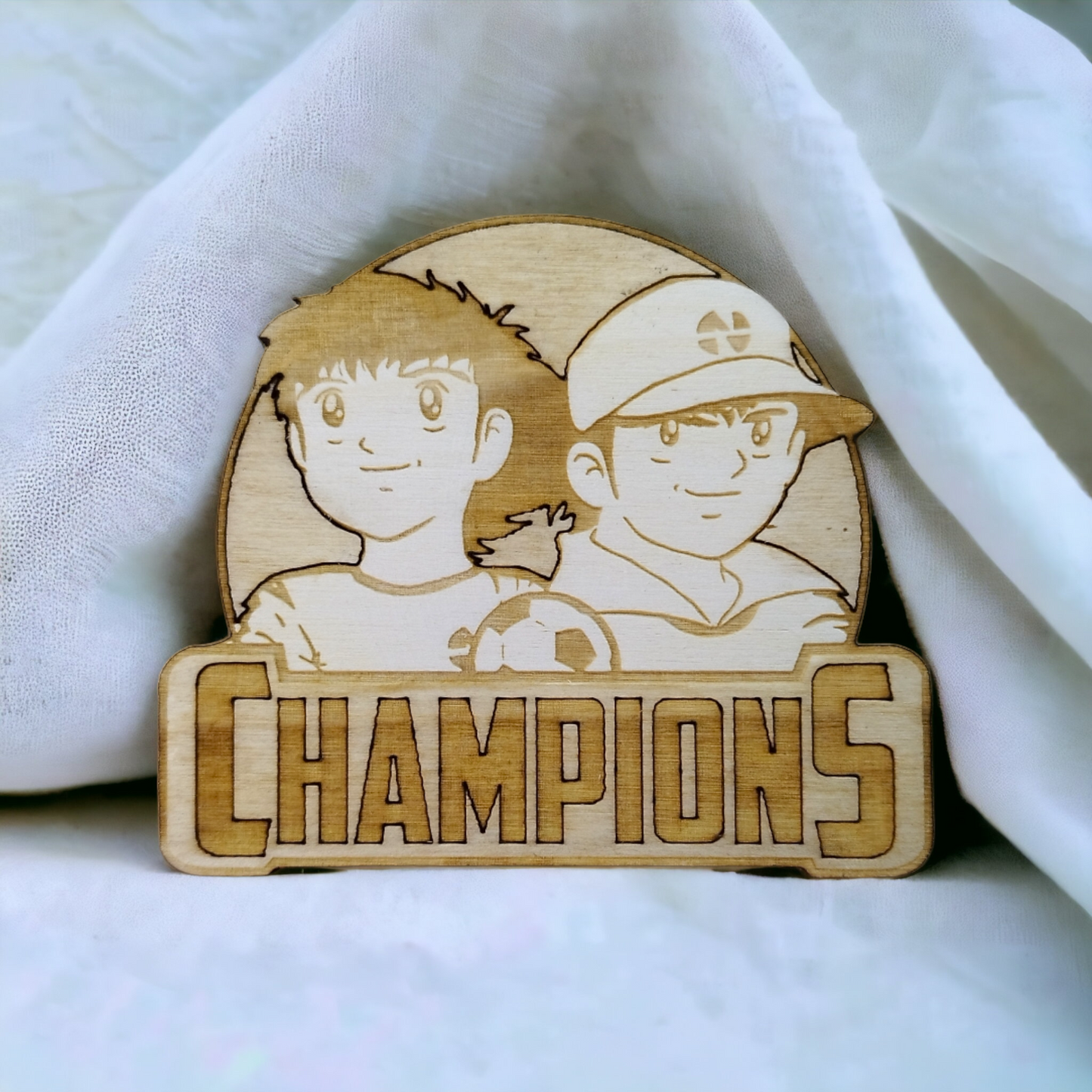 Set of 6 Captain Tsubasa Solid Wooden Coasters - Handmade Gift - Wood Kitchenware
