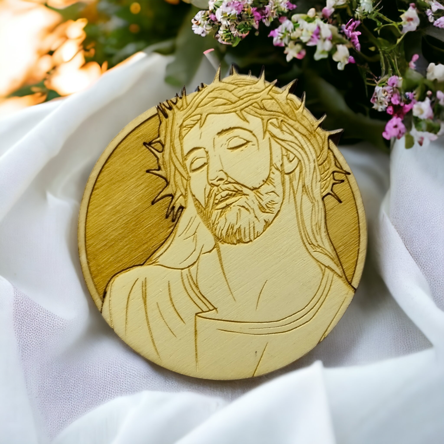Set of 6 Religious Wooden Coasters - Handmade Gift - Wood Kitchenware -