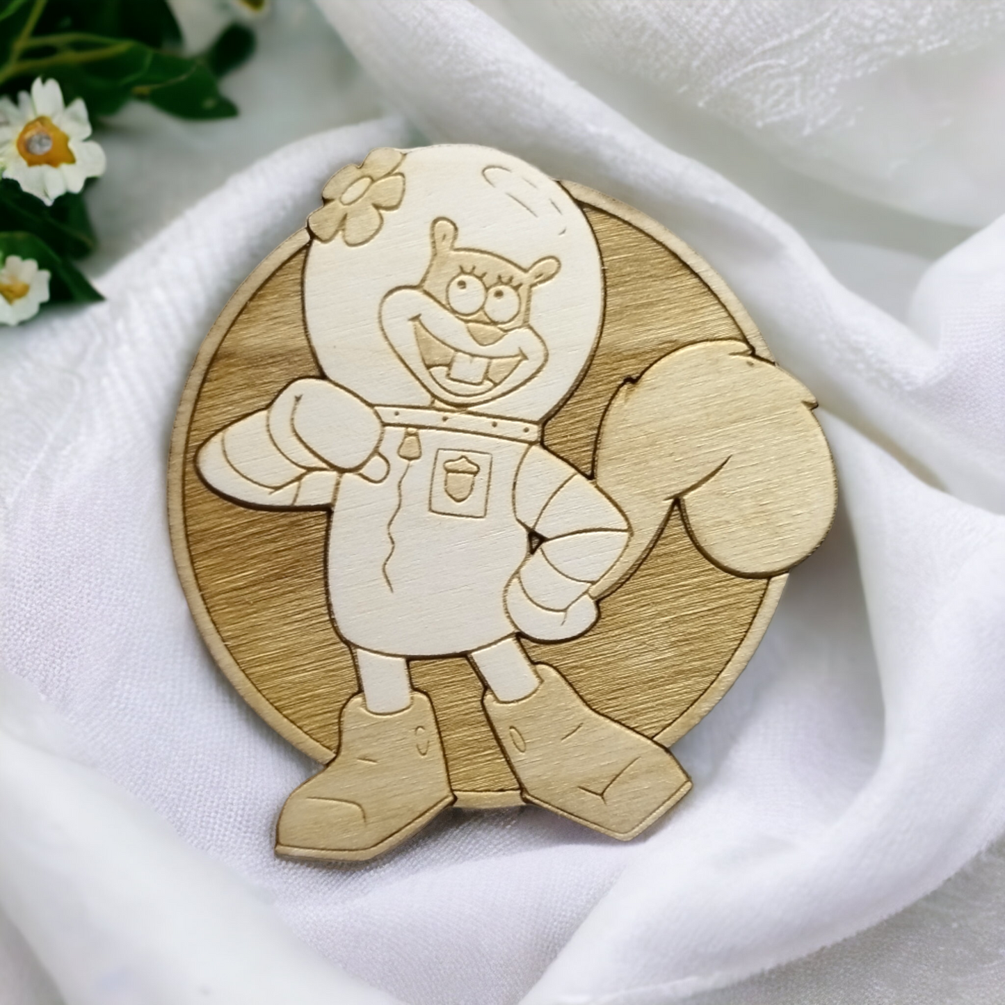 Set of 6 Sponge Bob Wooden Coasters - Handmade Gift - Wood Kitchenware -
