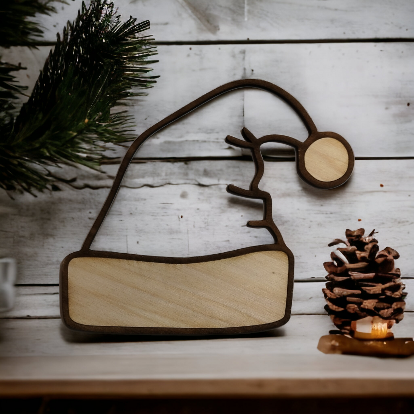 Santa Hat Wooden Christmas Decoration