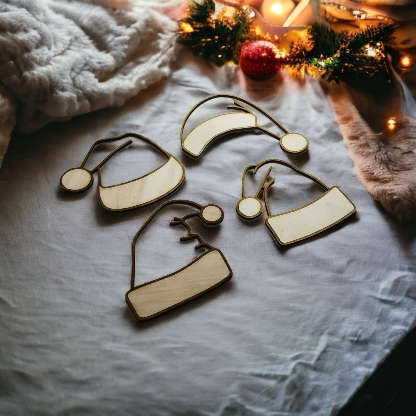 Santa Hat Wooden Christmas Decoration