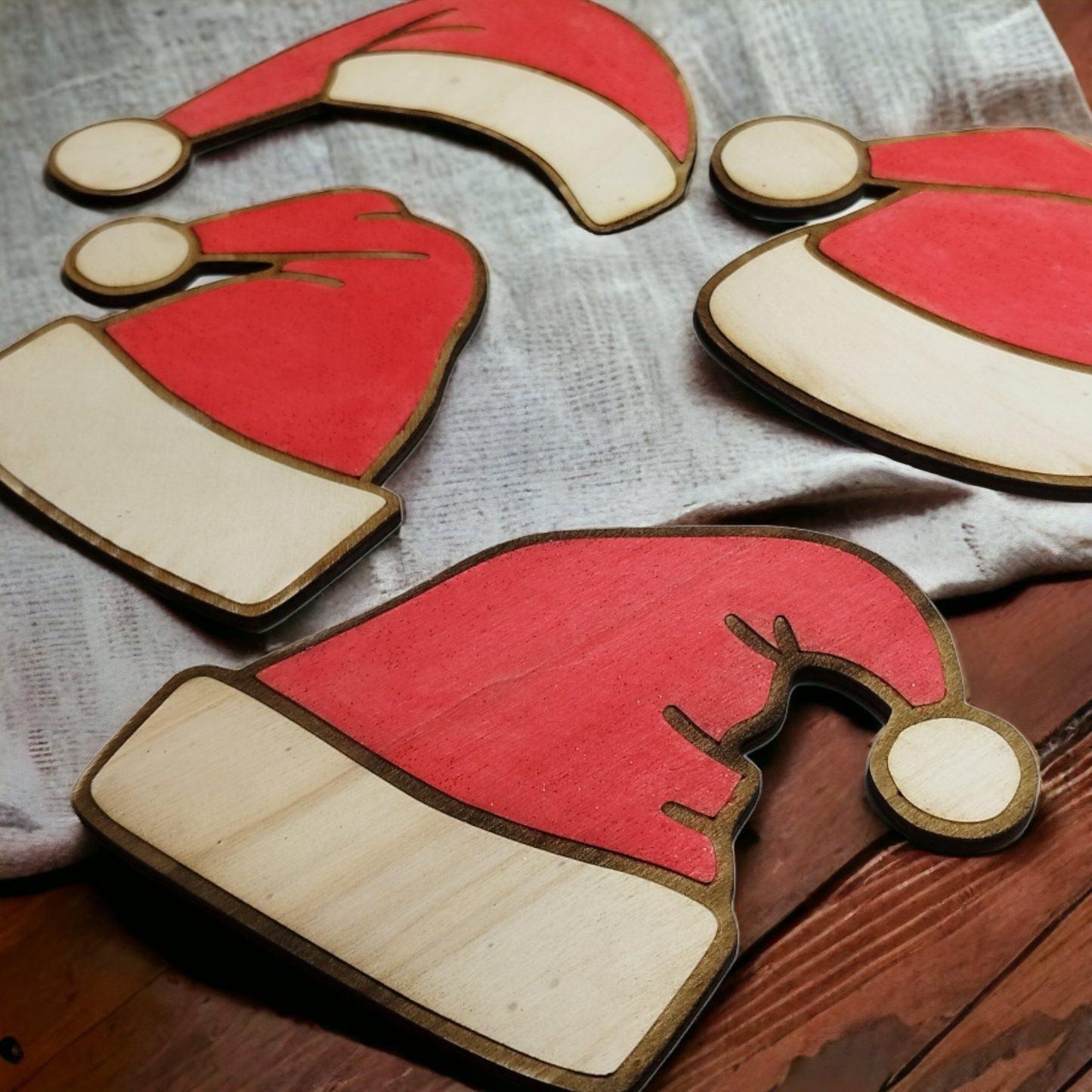 Santa Hat Wooden Christmas Decoration