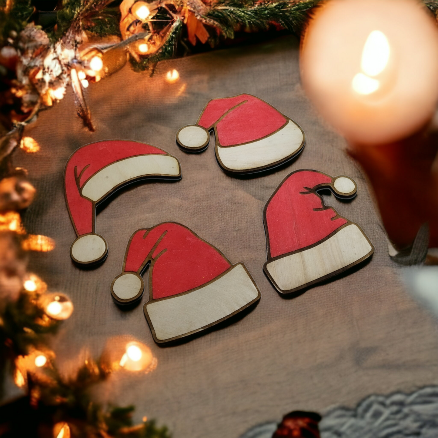 Santa Hat Wooden Christmas Decoration