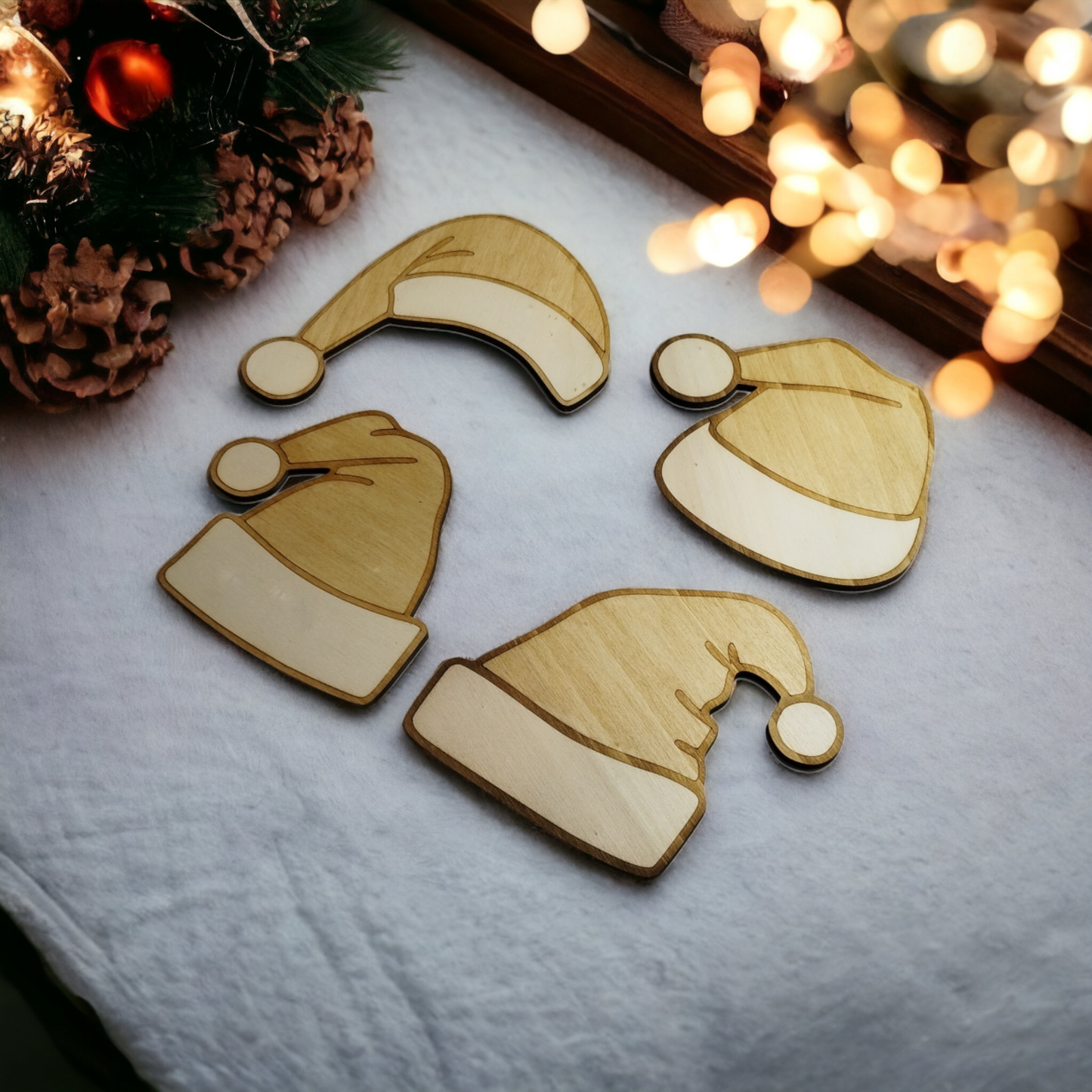 Santa Hat Wooden Christmas Decoration