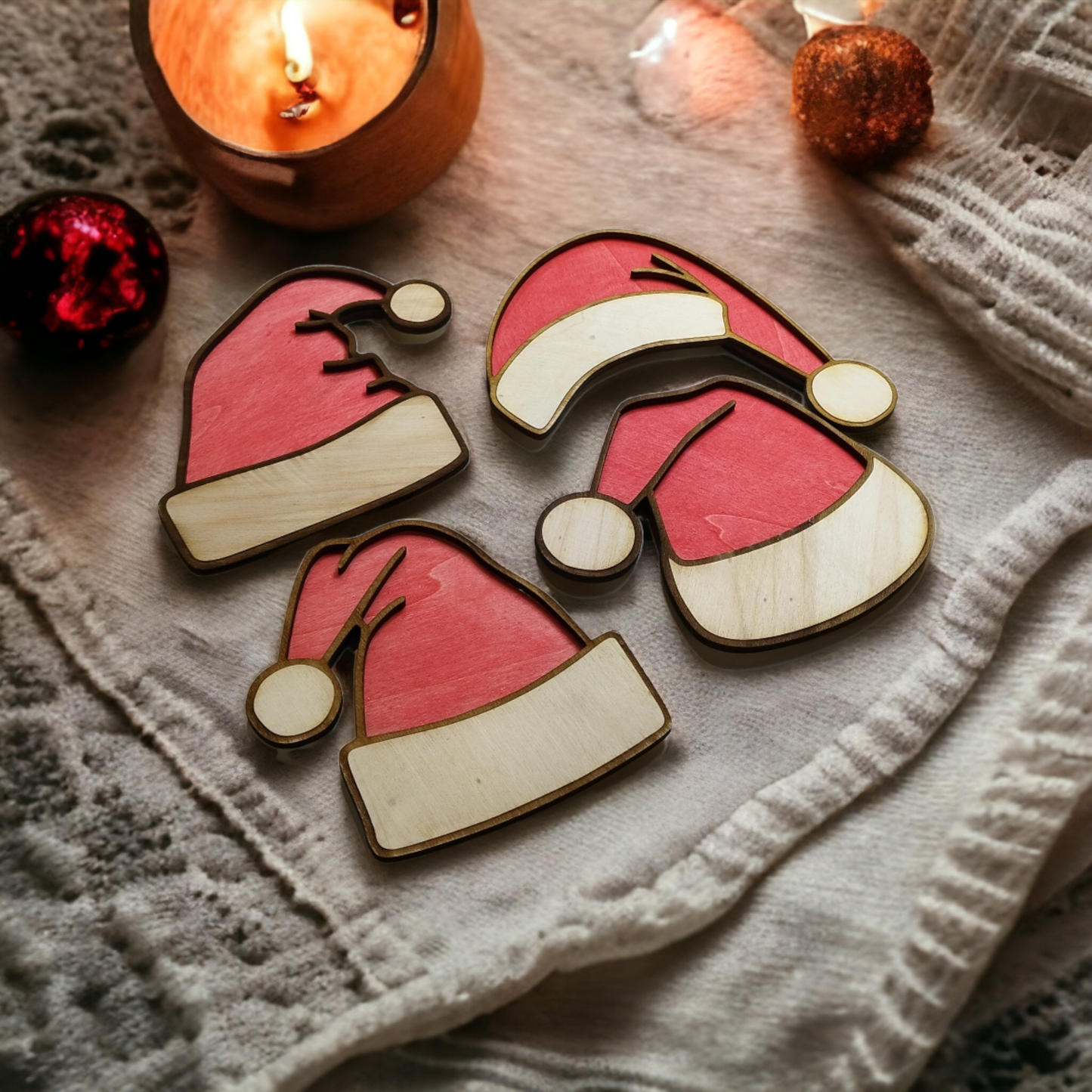 Santa Hat Double Layered Wooden Christmas Decoration