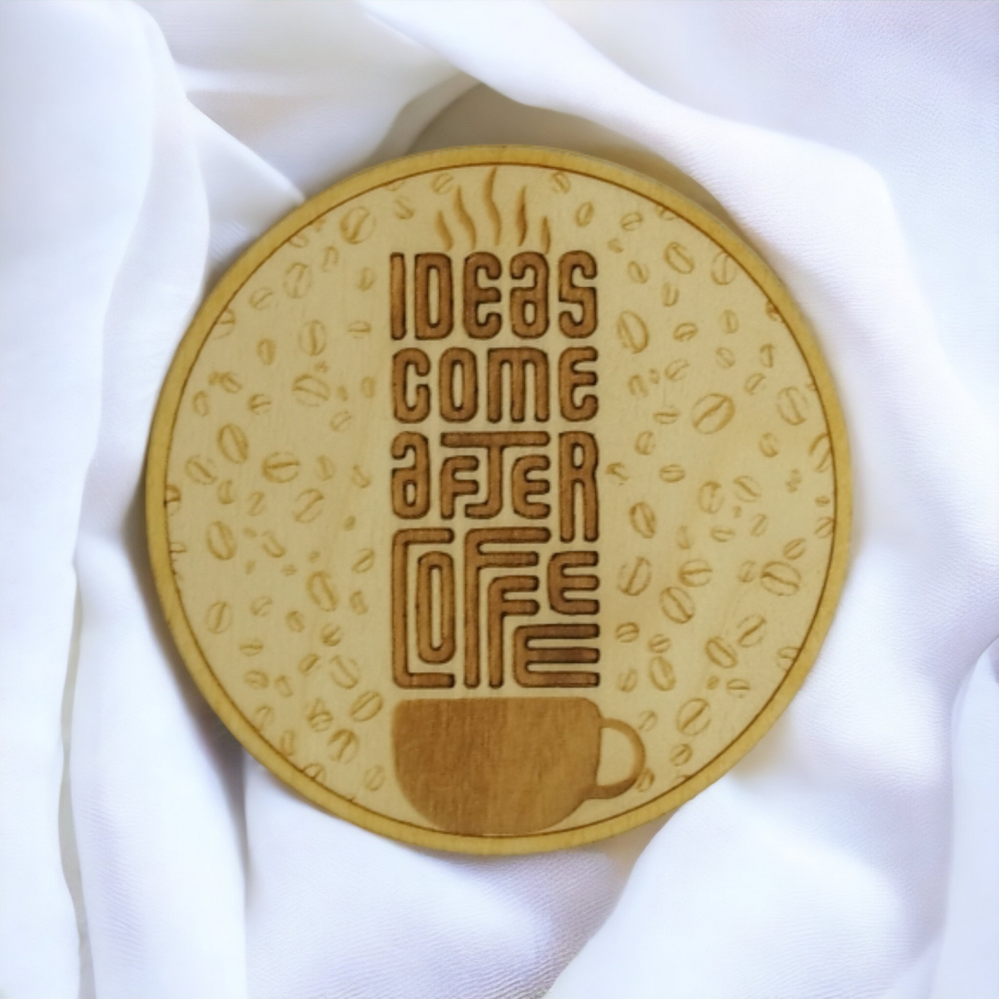 Set of 6 Coffee Wooden Coasters - Handmade Gift - Housewarming - Wood Kitchenware - Coffee Collection