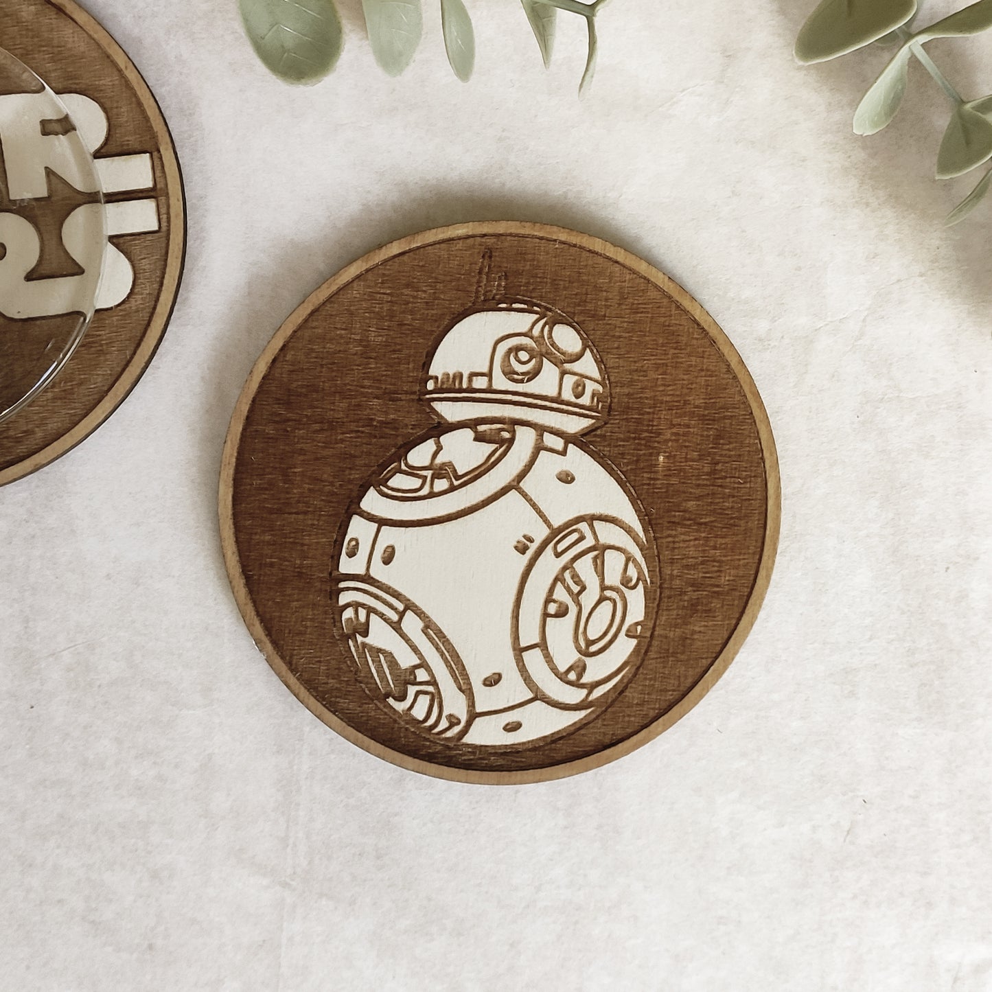 Set of 6 Star Wars Wooden Coasters - Handmade Gift - Housewarming - Wood Kitchenware - Baby Yoda - The Mandalorian