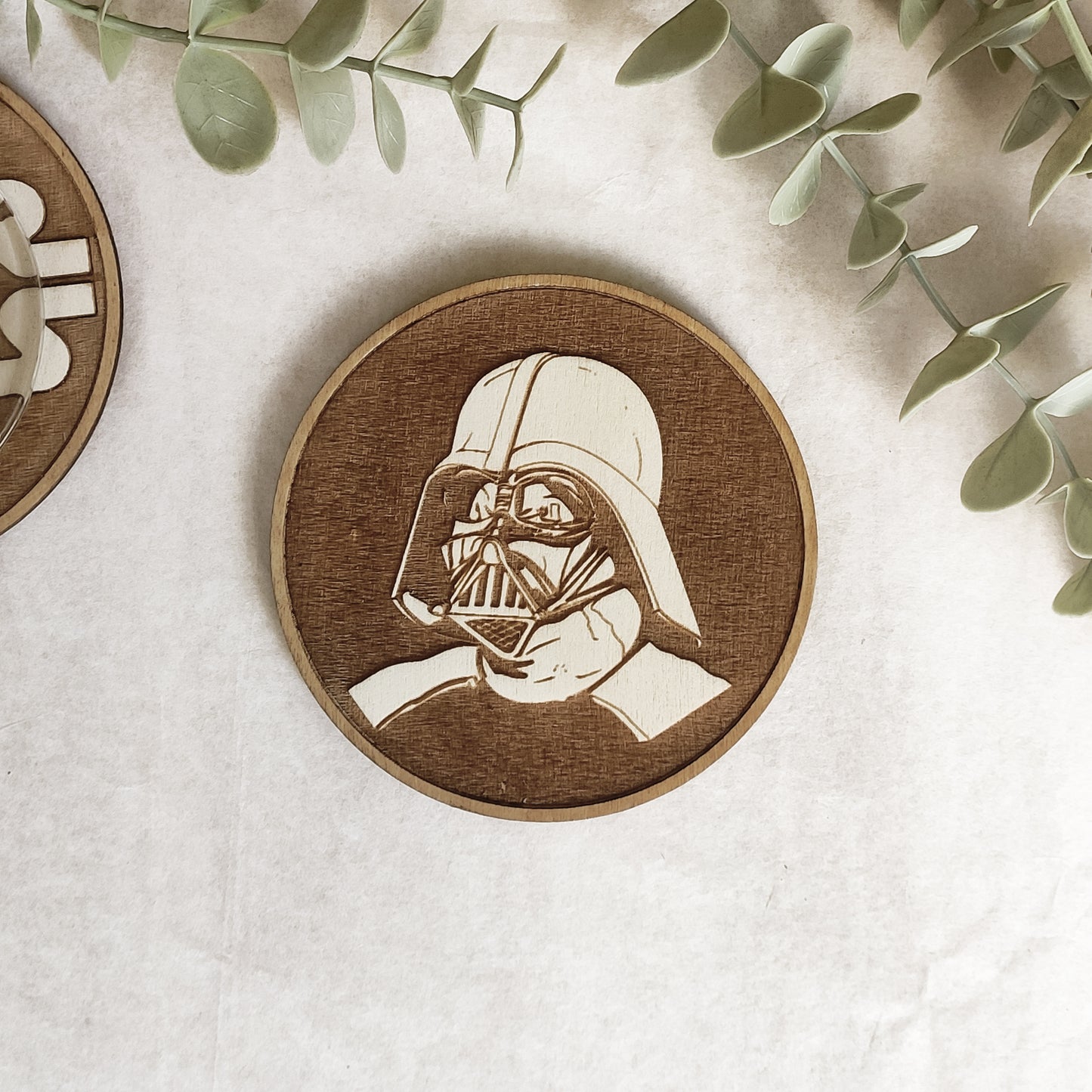 Set of 6 Star Wars Wooden Coasters - Handmade Gift - Housewarming - Wood Kitchenware - Baby Yoda - The Mandalorian