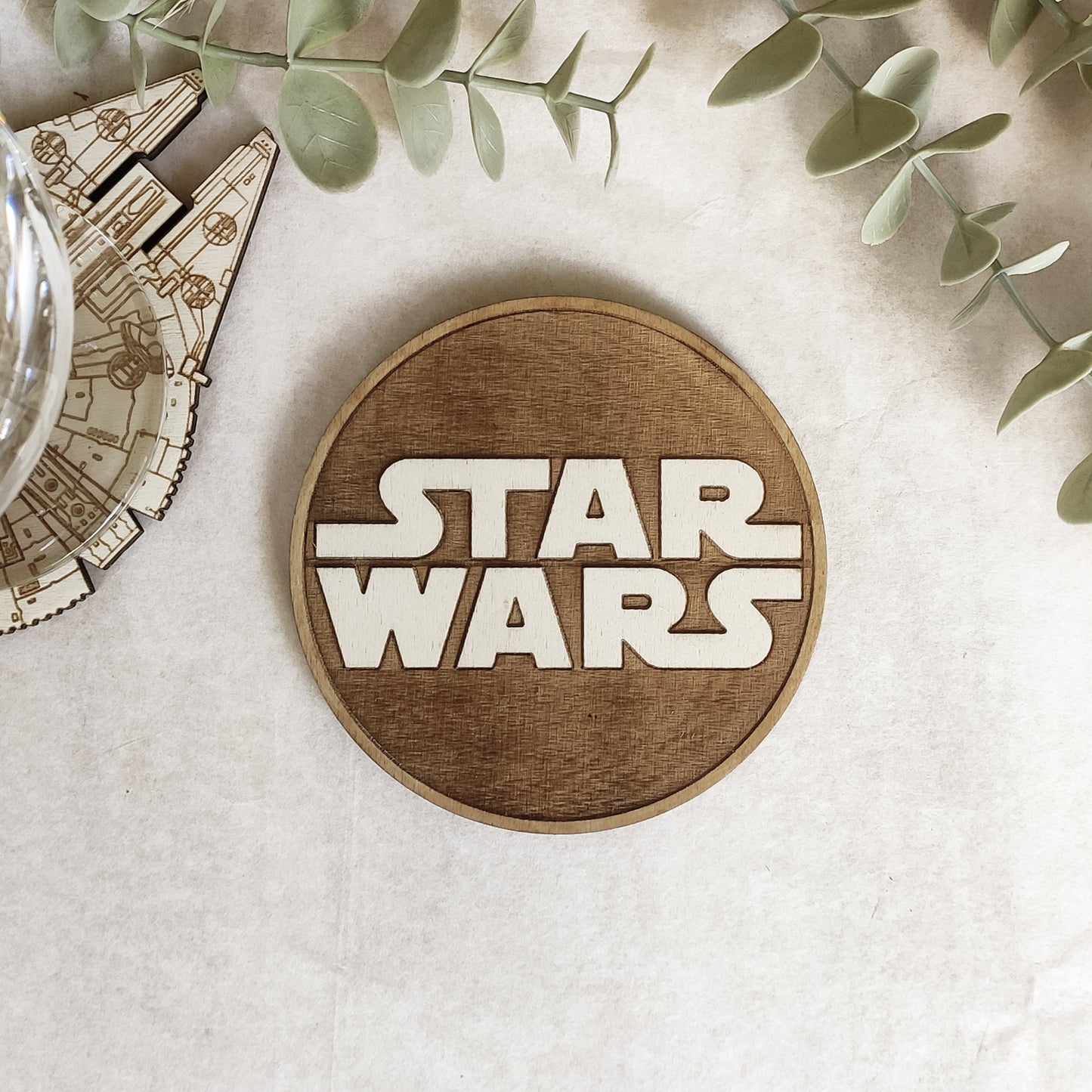 Set of 6 Star Wars Wooden Coasters - Handmade Gift - Housewarming - Wood Kitchenware - Baby Yoda - The Mandalorian