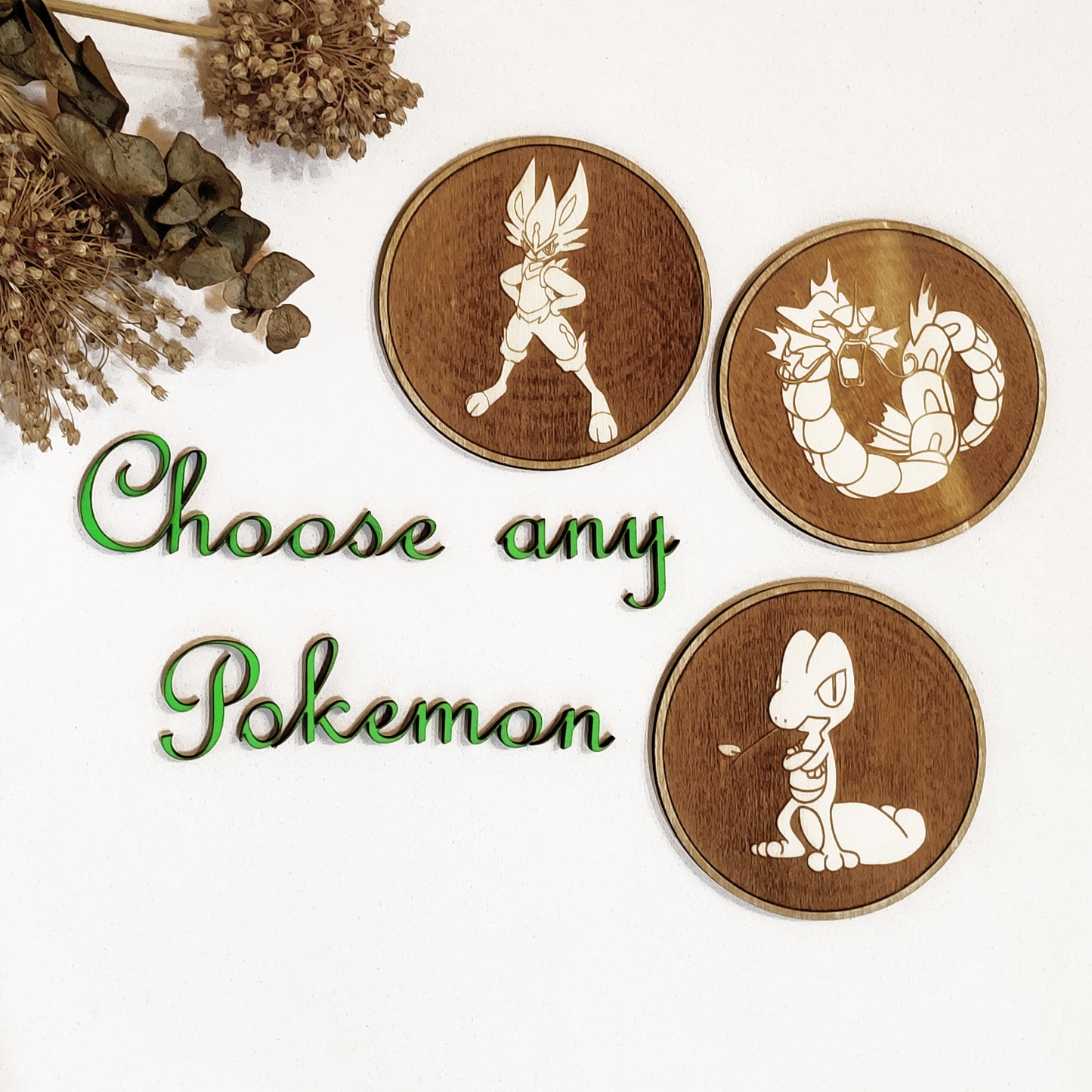 Set of 6 Pokemon Wooden Coasters - Handmade Gift - Housewarming - Wood Kitchenware