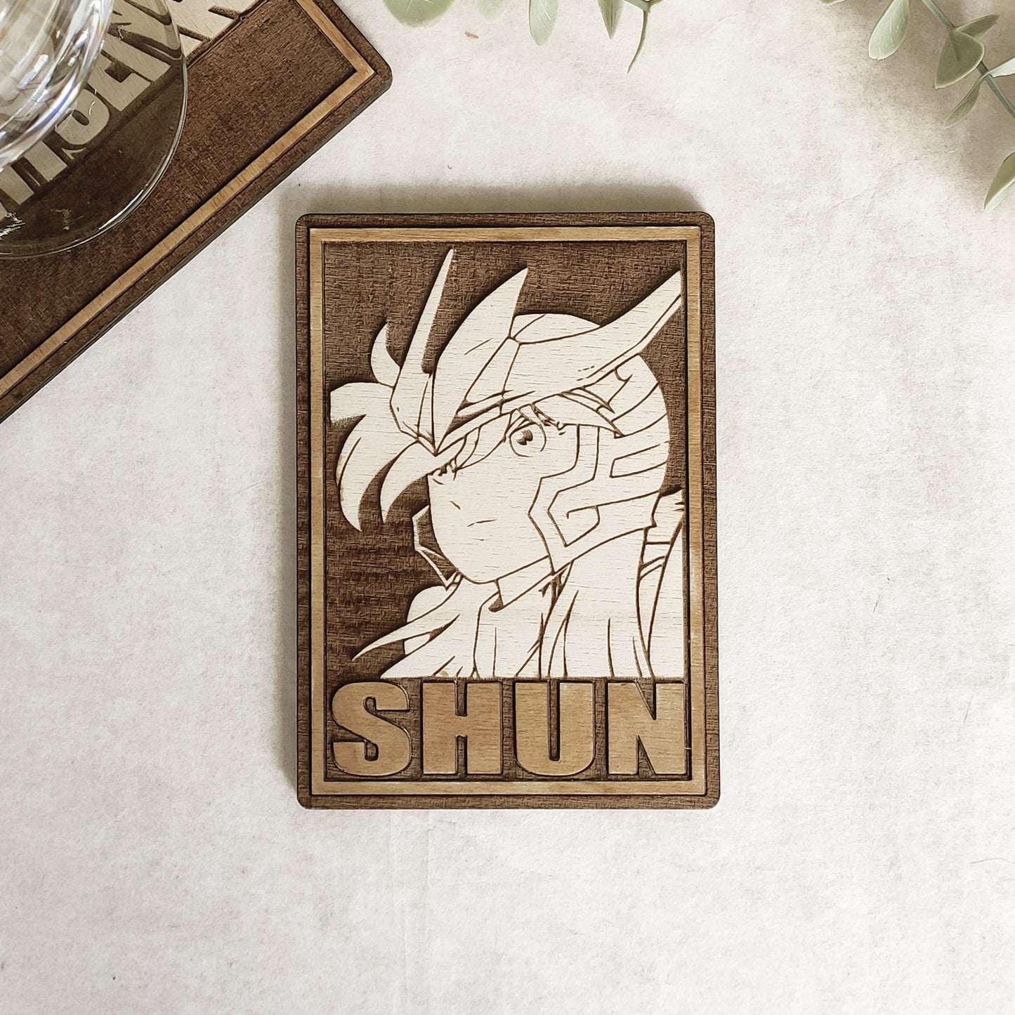 Set of 6 Saint Seiya Cards Wooden Coasters - Handmade Gift - Housewarming - Wood Kitchenware