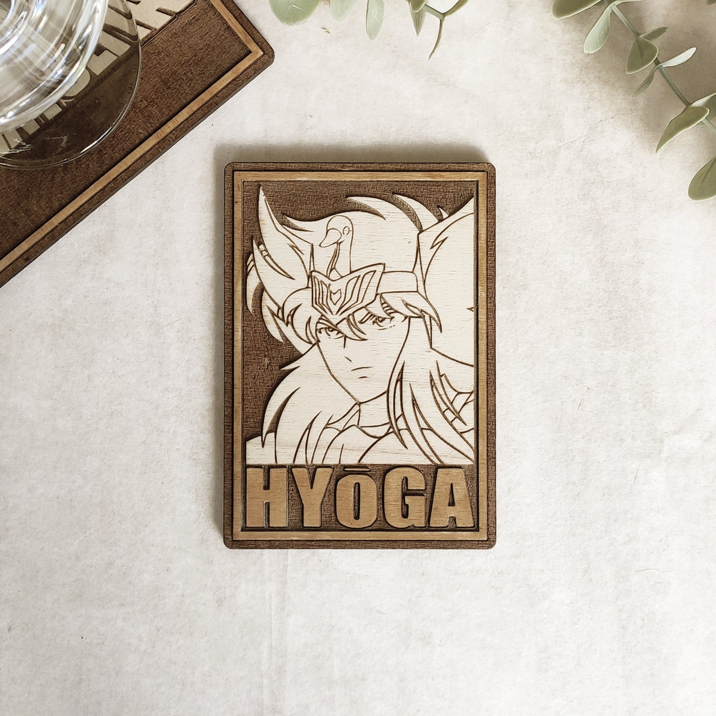 Set of 6 Saint Seiya Cards Wooden Coasters - Handmade Gift - Housewarming - Wood Kitchenware