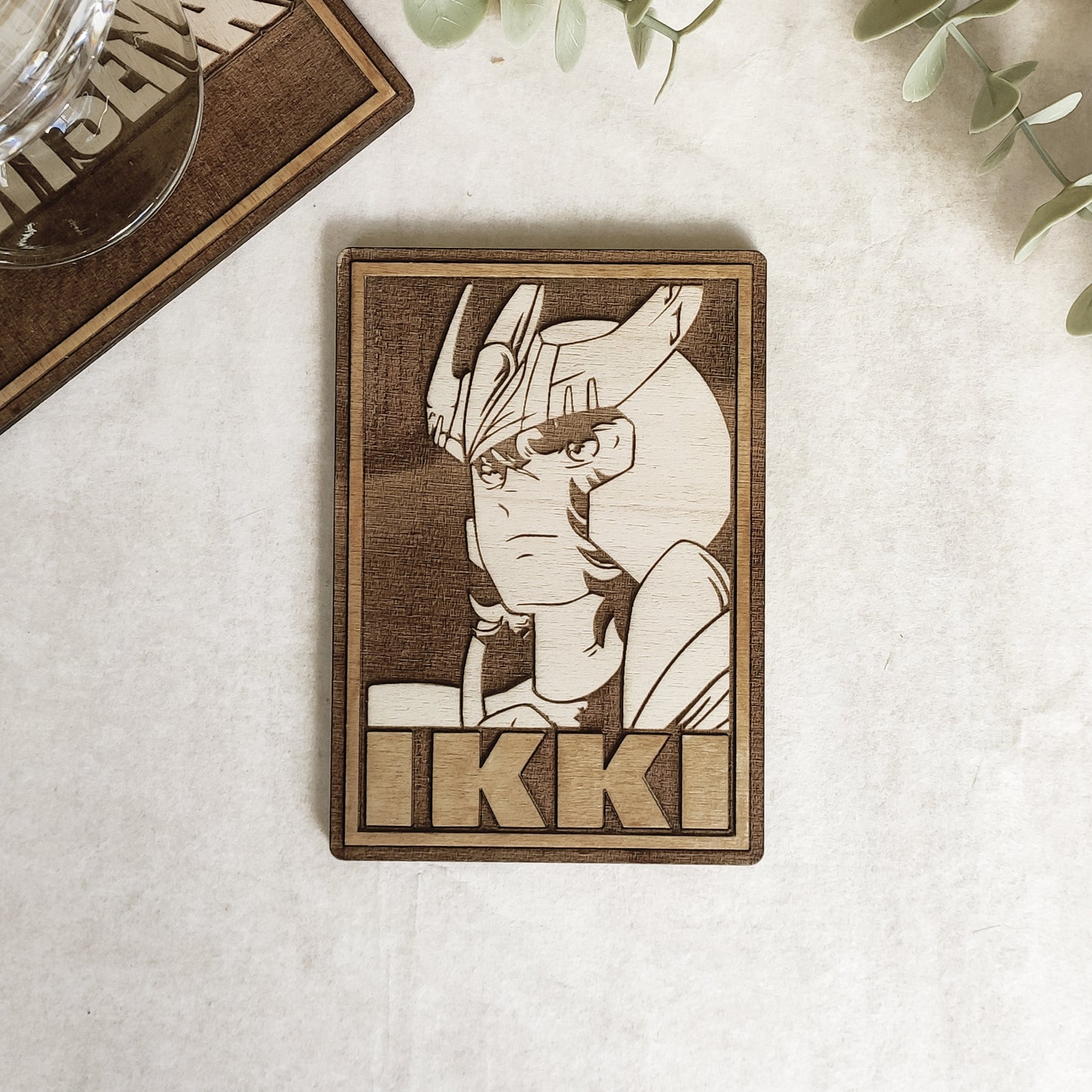 Set of 6 Saint Seiya Cards Wooden Coasters - Handmade Gift - Housewarming - Wood Kitchenware