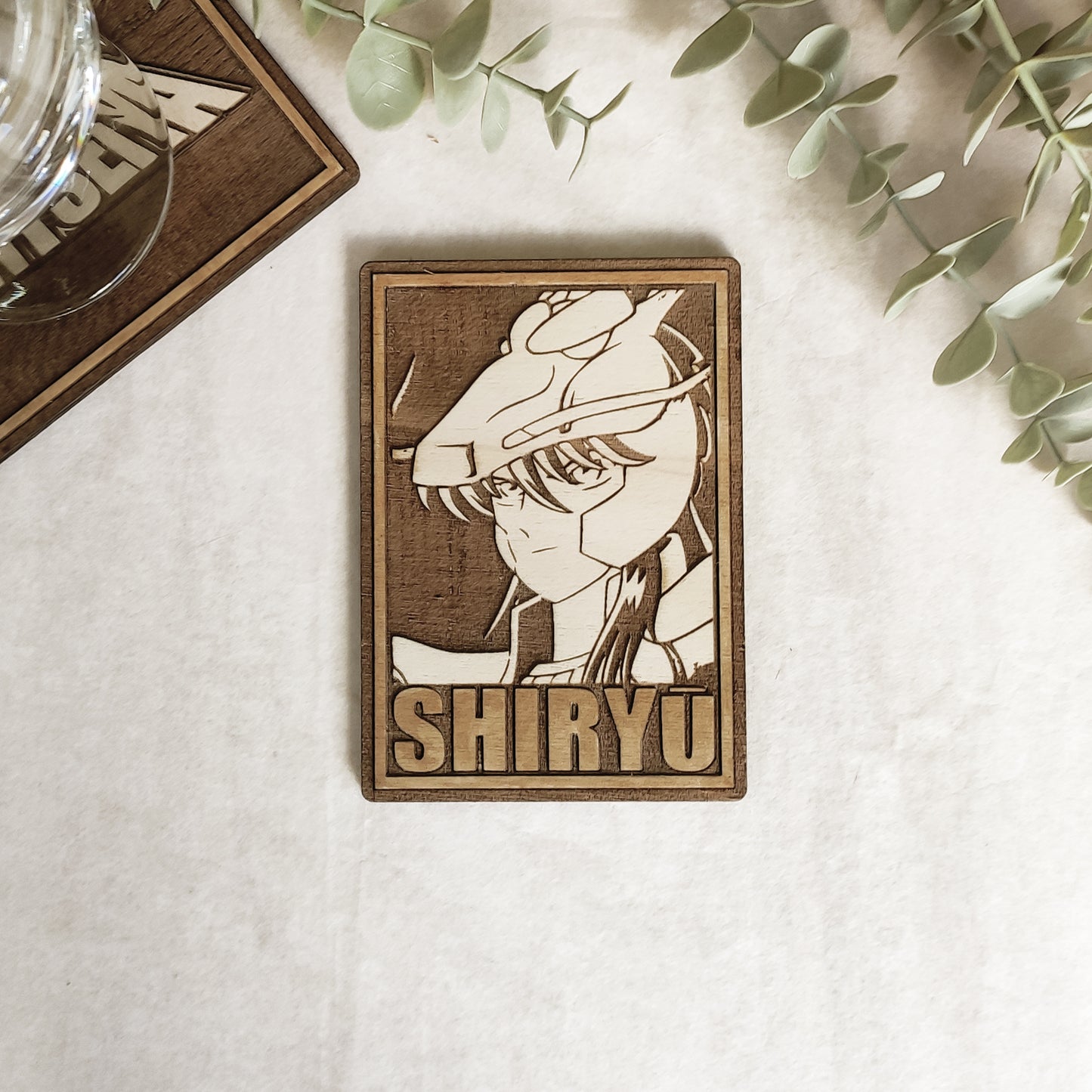 Set of 6 Saint Seiya Cards Wooden Coasters - Handmade Gift - Housewarming - Wood Kitchenware