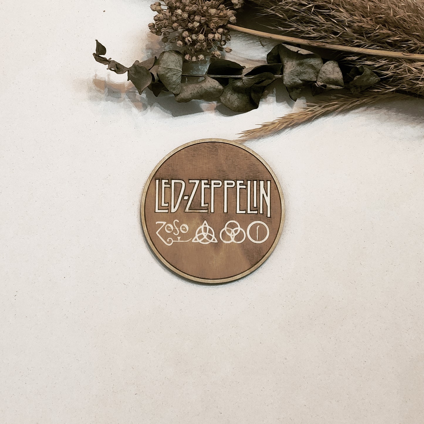Set of 6 Led Zeppelin Wooden Coasters - Handmade Gift - Housewarming - Wood Kitchenware