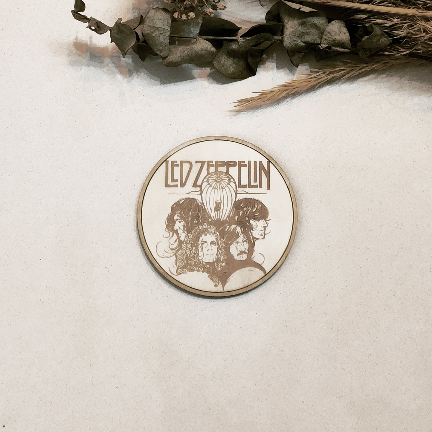 Set of 6 Led Zeppelin Wooden Coasters - Handmade Gift - Housewarming - Wood Kitchenware