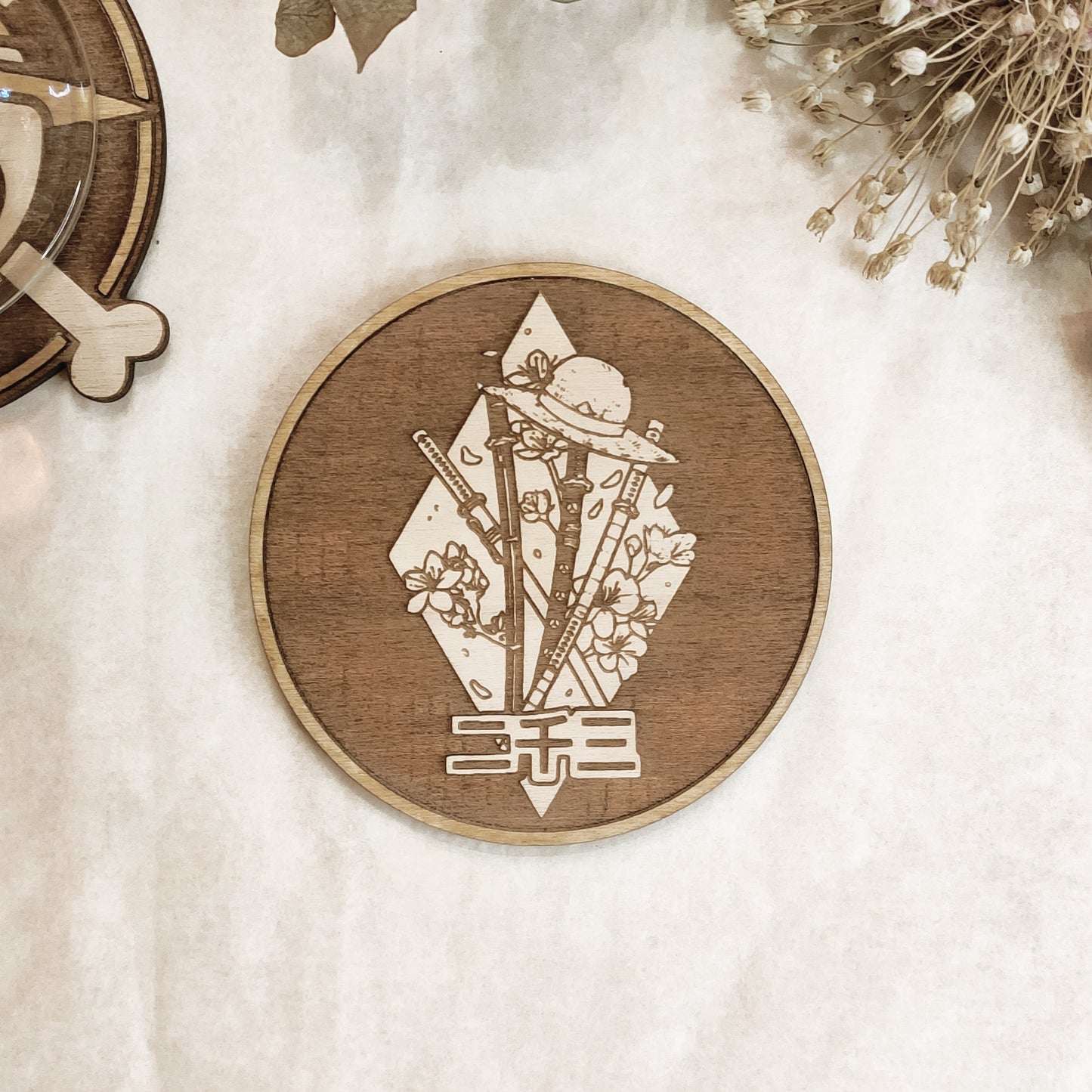 Set of 6 One Piece Wooden Coasters - Handmade Gift - Housewarming - Wood Kitchenware