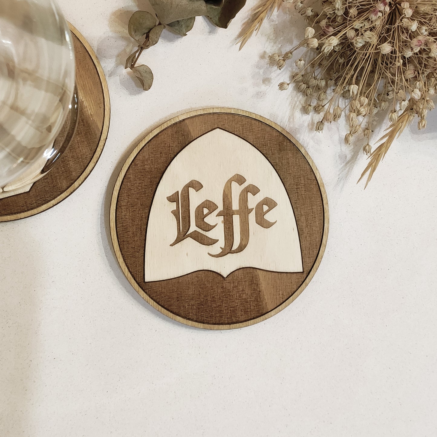 Set of 6 Beers Wooden Coasters - Handmade Gift - Housewarming - Wood Kitchenware