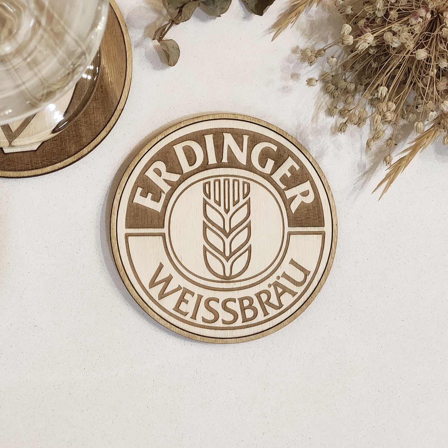Set of 6 Beers Wooden Coasters - Handmade Gift - Housewarming - Wood Kitchenware