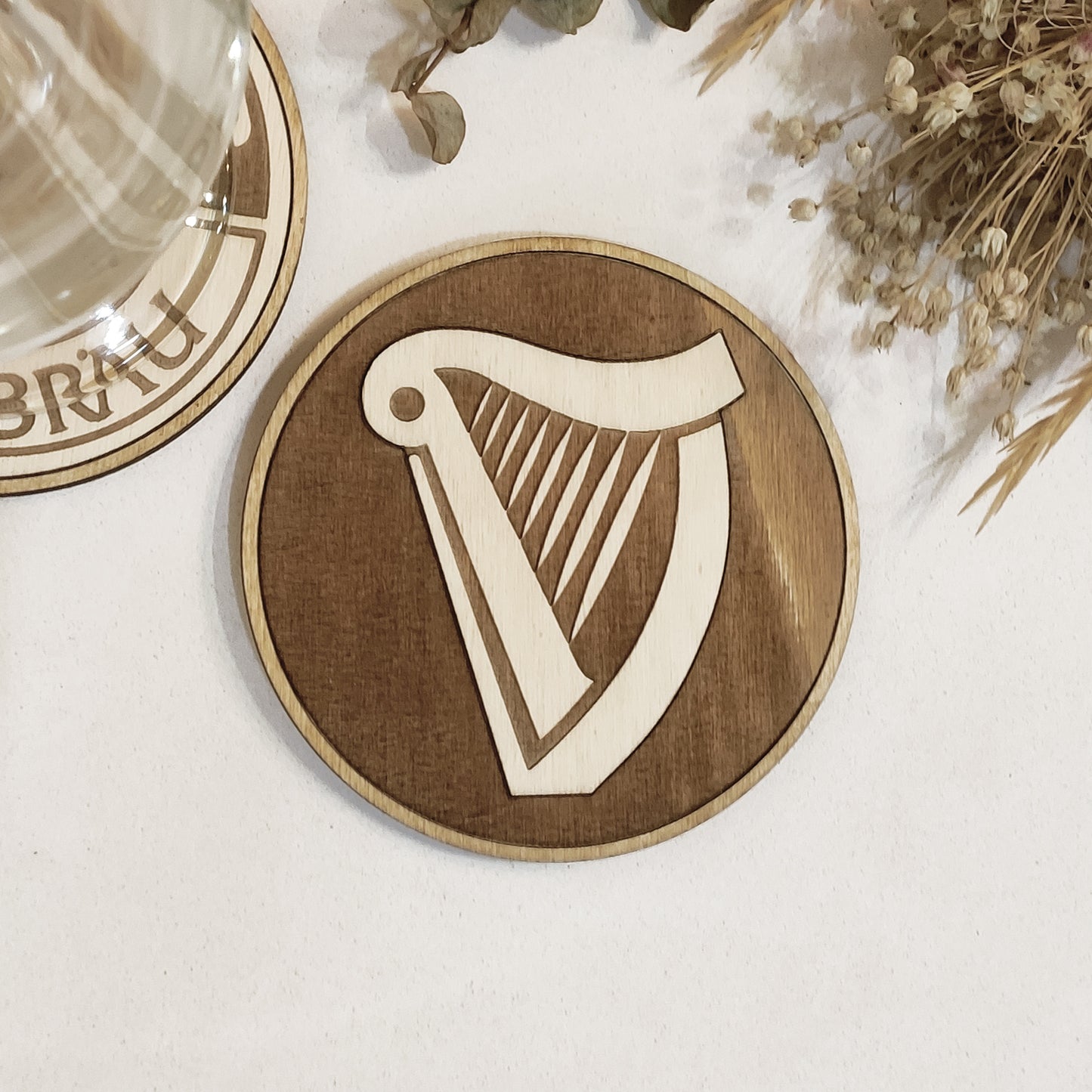 Set of 6 Beers Wooden Coasters - Handmade Gift - Housewarming - Wood Kitchenware