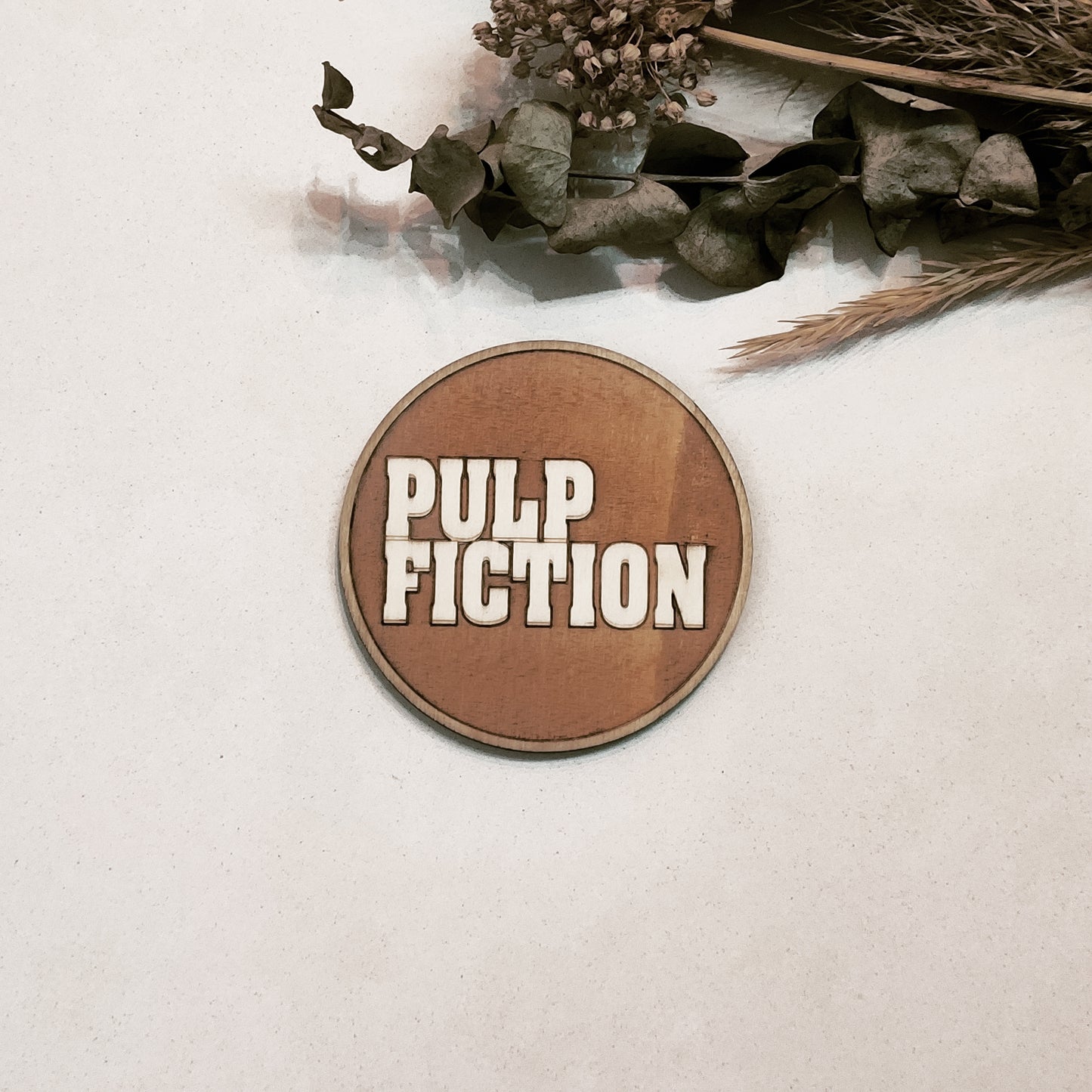 Set of 6 Pulp Fiction Wooden Coasters - Handmade Gift - Housewarming - Wood Kitchenware