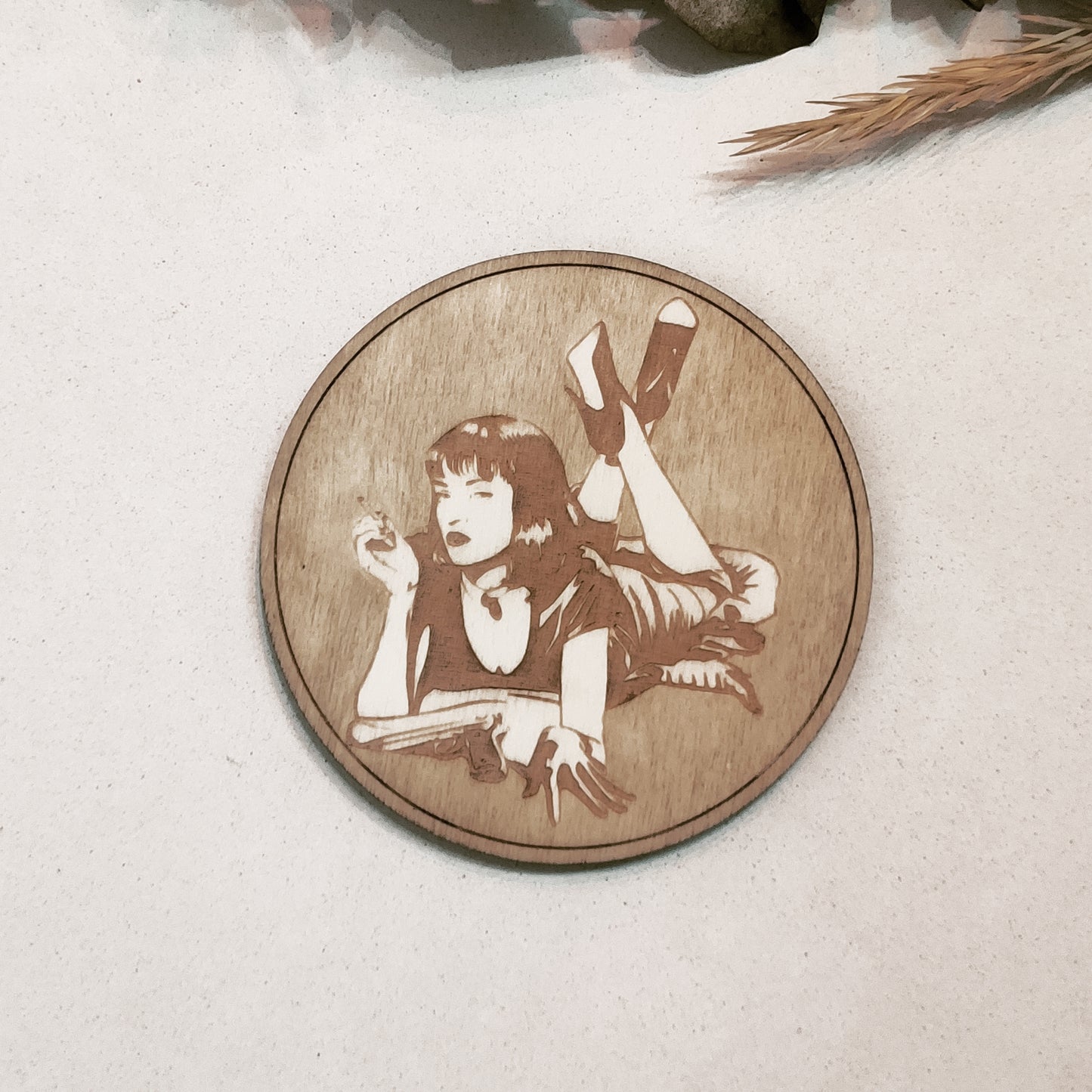 Set of 6 Pulp Fiction Wooden Coasters - Handmade Gift - Housewarming - Wood Kitchenware