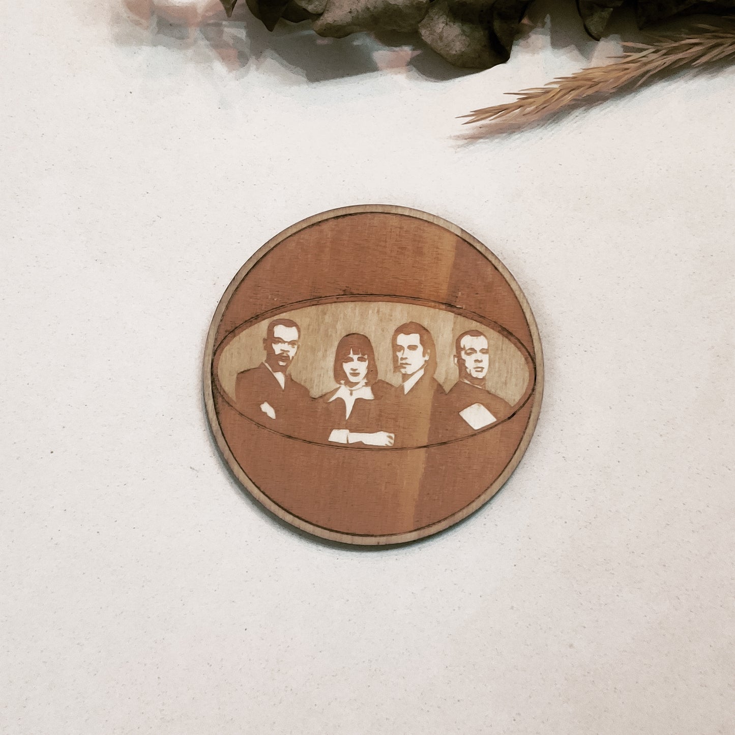 Set of 6 Pulp Fiction Wooden Coasters - Handmade Gift - Housewarming - Wood Kitchenware