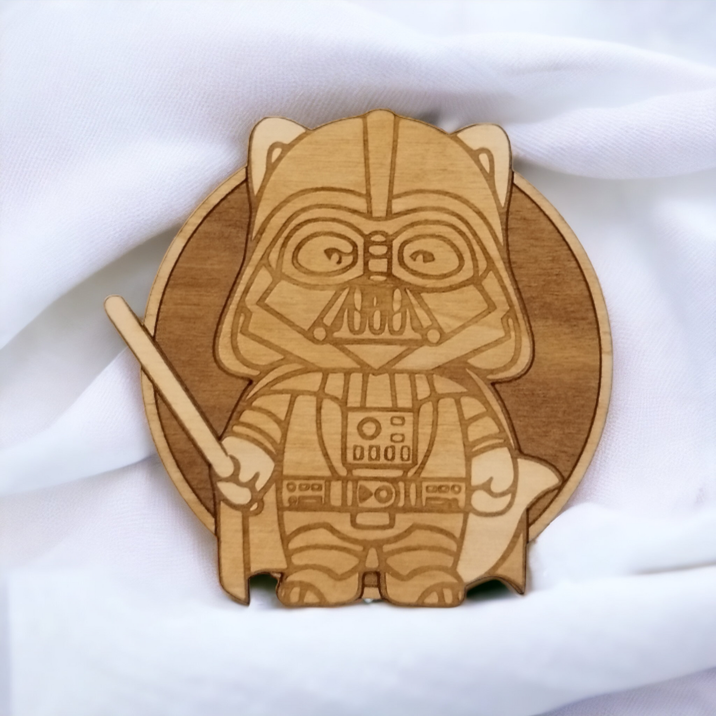 Set of 6 Star Wars Cat Wooden Coasters - Handmade Gift - Housewarming - Wood Kitchenware - Baby Yoda - The Mandalorian