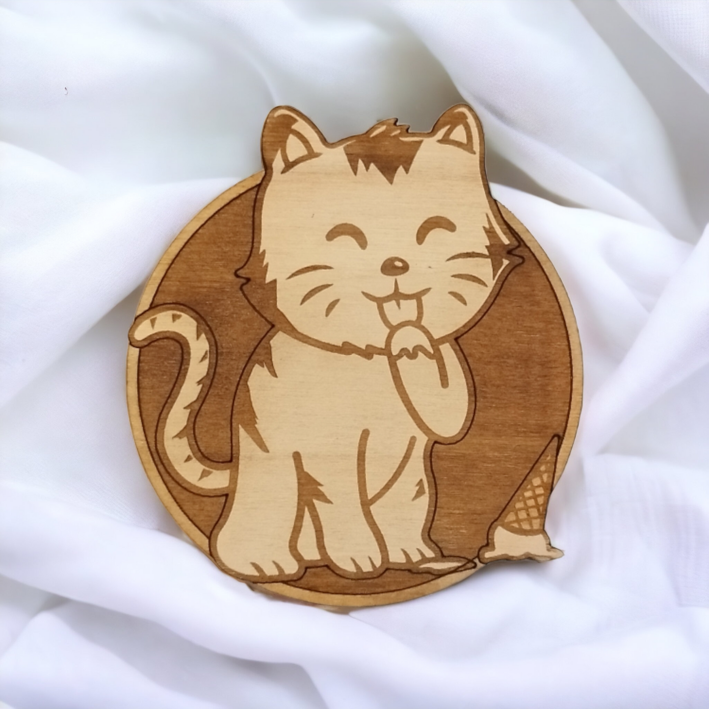 Set of 6 Cat Collection Wooden Coasters - Handmade Gift - Housewarming - Wood Kitchenware