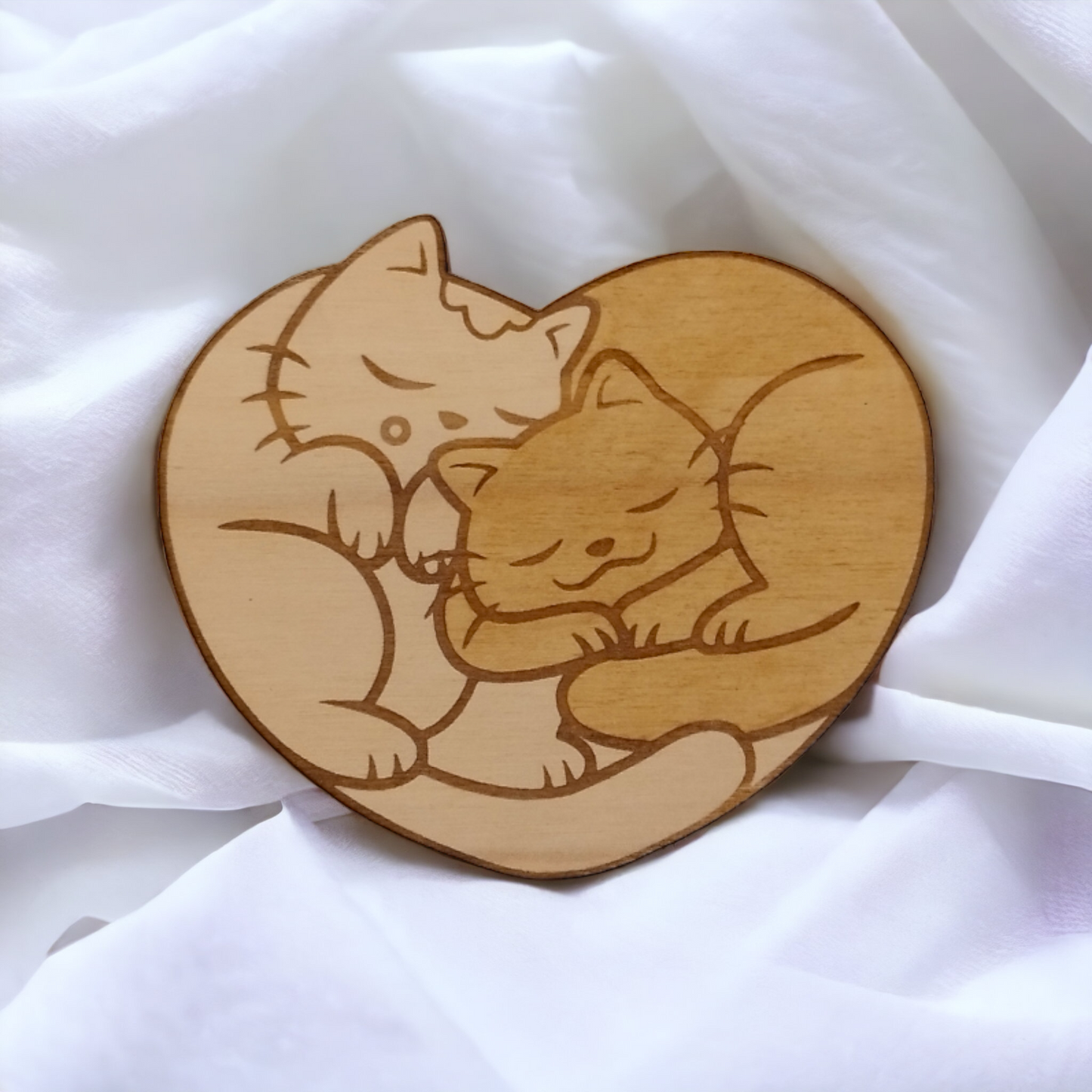 Set of 6 Cat Collection Wooden Coasters - Handmade Gift - Housewarming - Wood Kitchenware