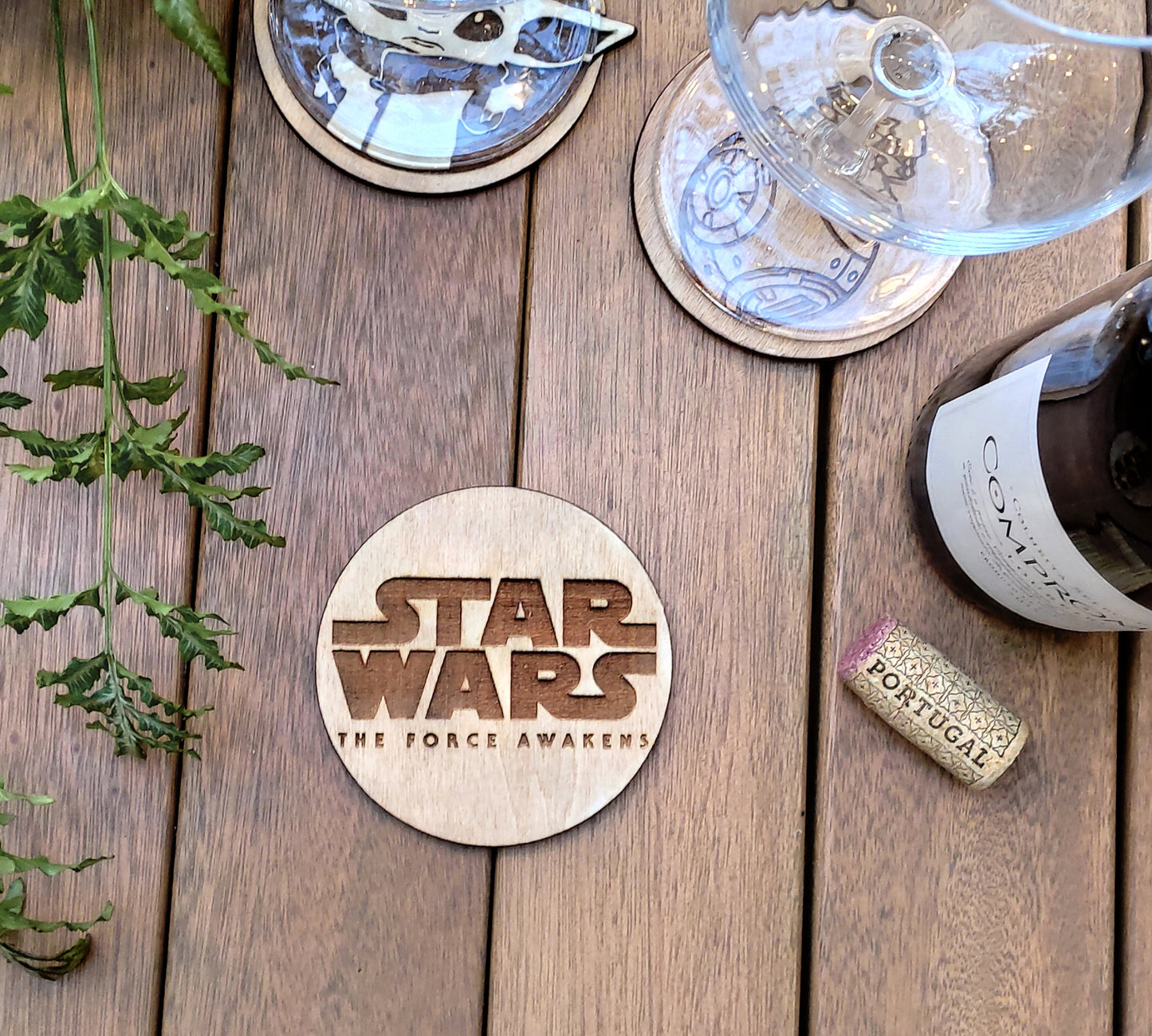 Set of 6 Star Wars Wooden Coasters - Handmade Gift - Housewarming - Wood Kitchenware - Baby Yoda