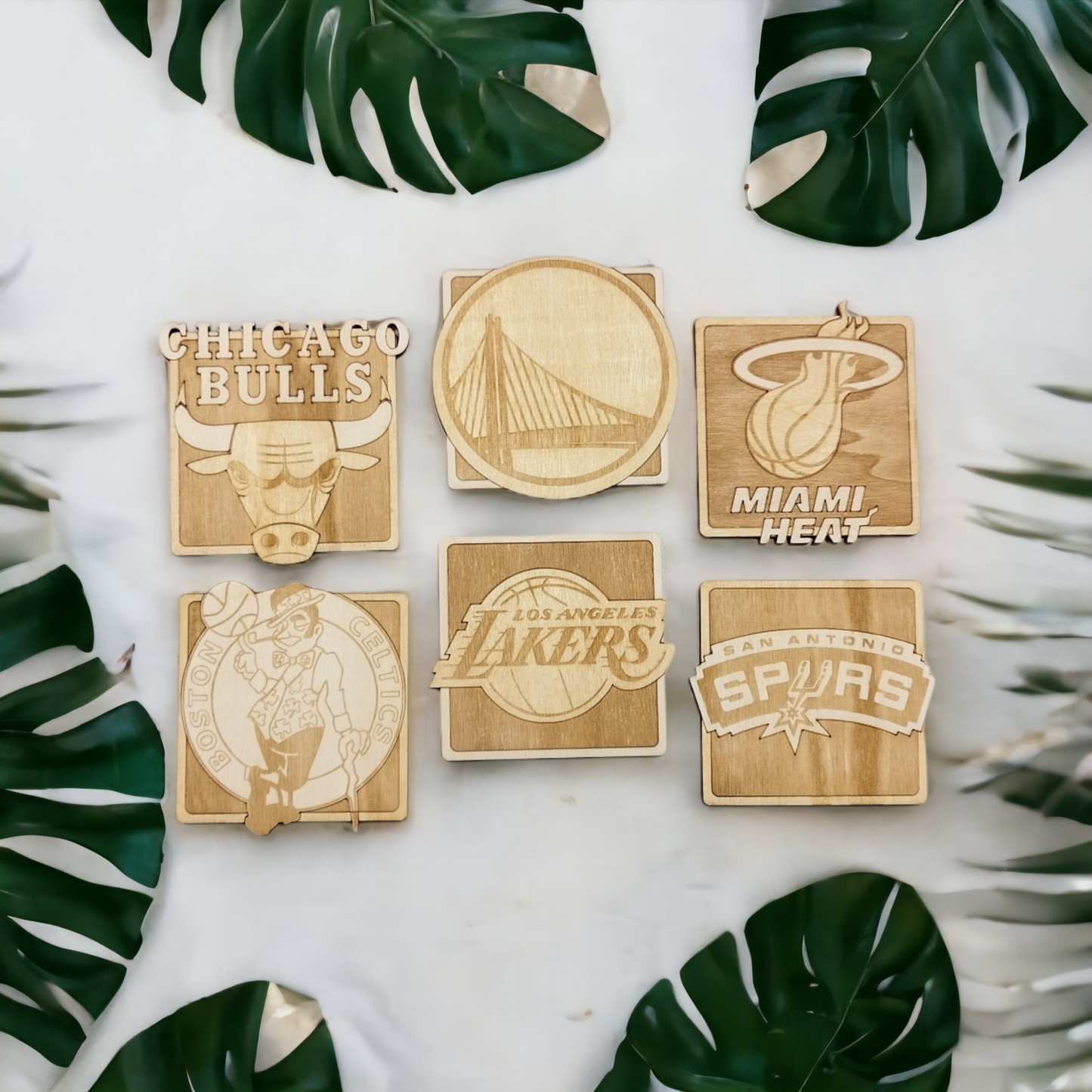 Set of 6 NBA Wooden Coasters - Handmade Gift - Housewarming - Wood Kitchenware