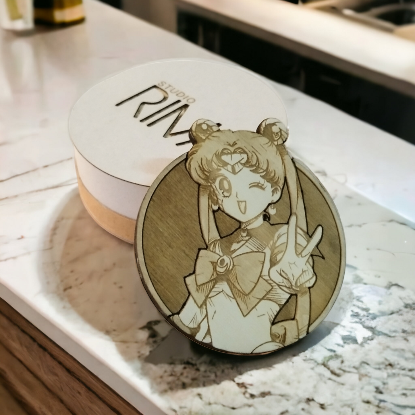 Set of 6 Empowering Women of Anime Wooden Coasters - Handmade Gift - Housewarming - Wood Kitchenware