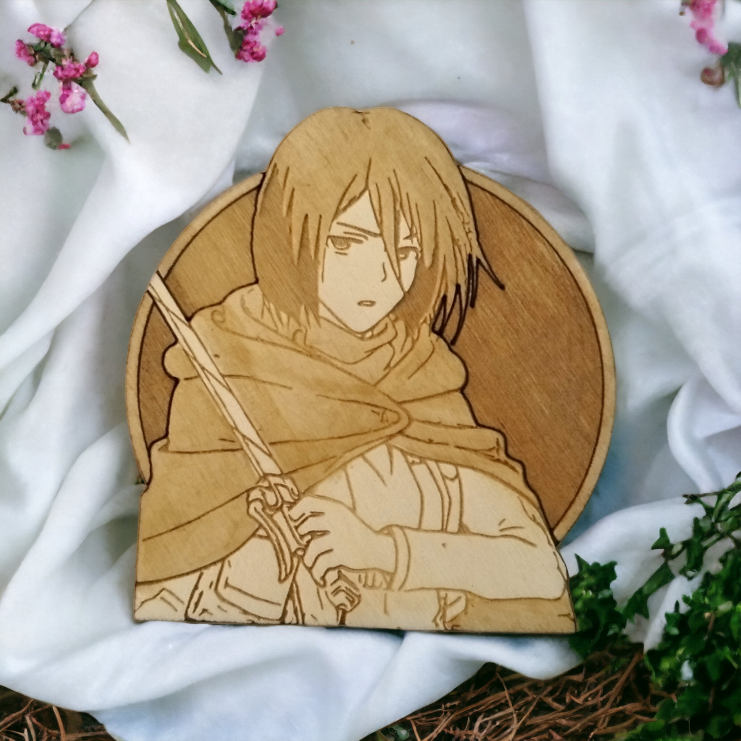 Set of 6 Empowering Women of Anime Wooden Coasters - Handmade Gift - Housewarming - Wood Kitchenware
