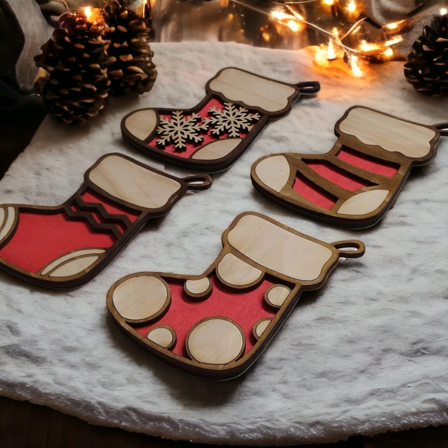 Christmas Socks Duble Layered Wooden Christmas Decoration