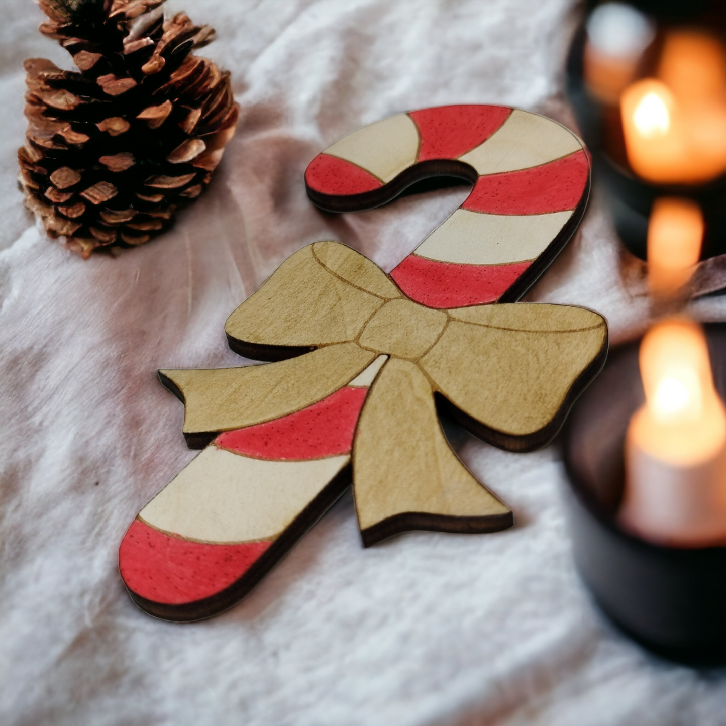Candy Cane Wooden Christmas Decoration - Home Decor