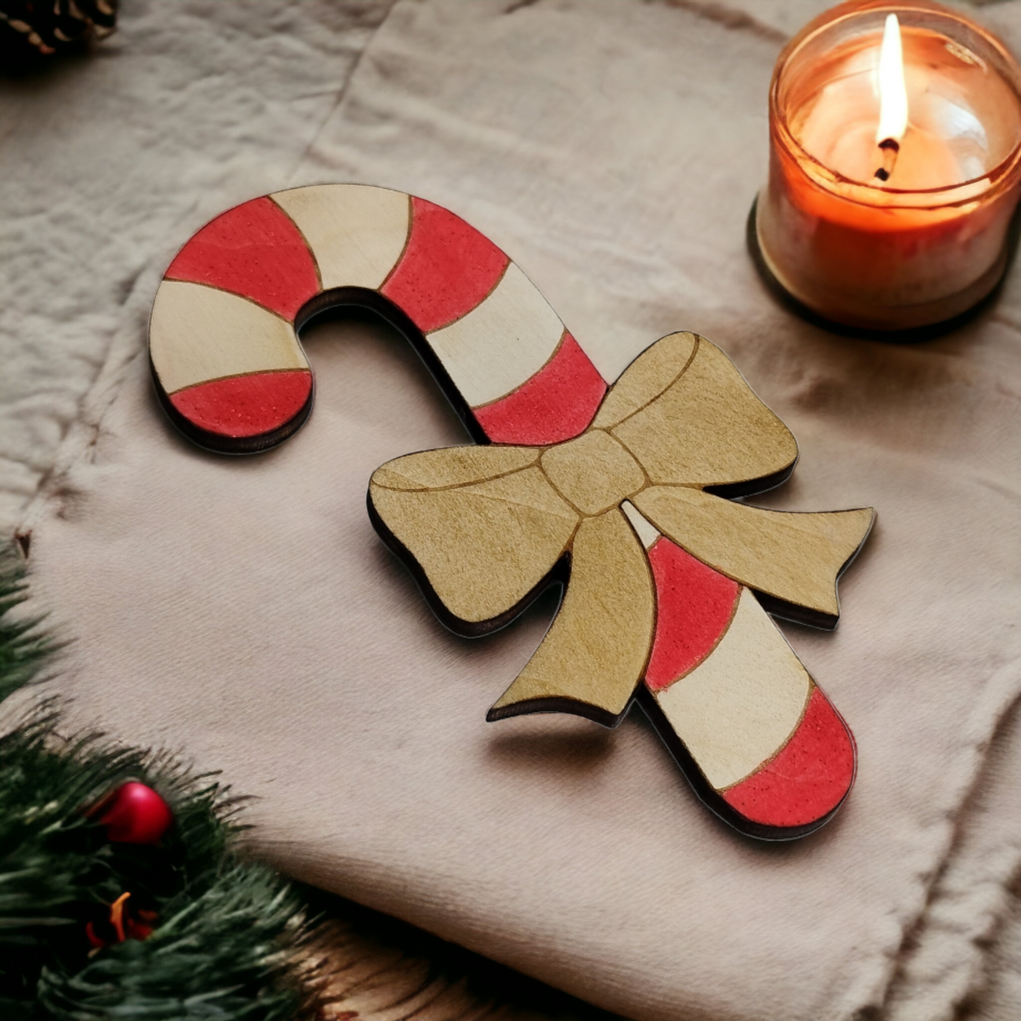 Candy Cane Wooden Christmas Decoration - Home Decor